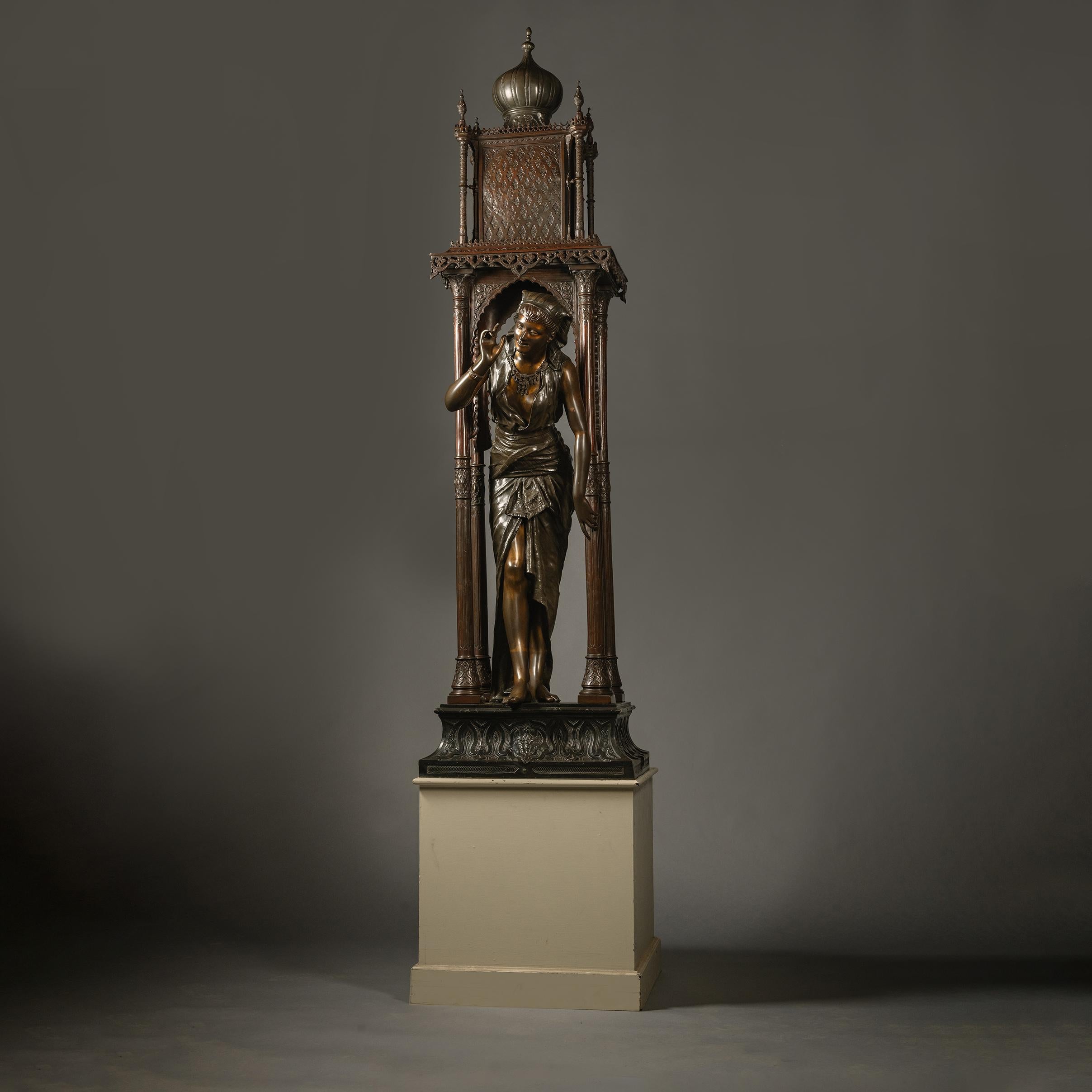 Orientalische lebensgroße figurale Bronzestatue in Bronzeform, Louis Hottot zugeschrieben (Französisch) im Angebot