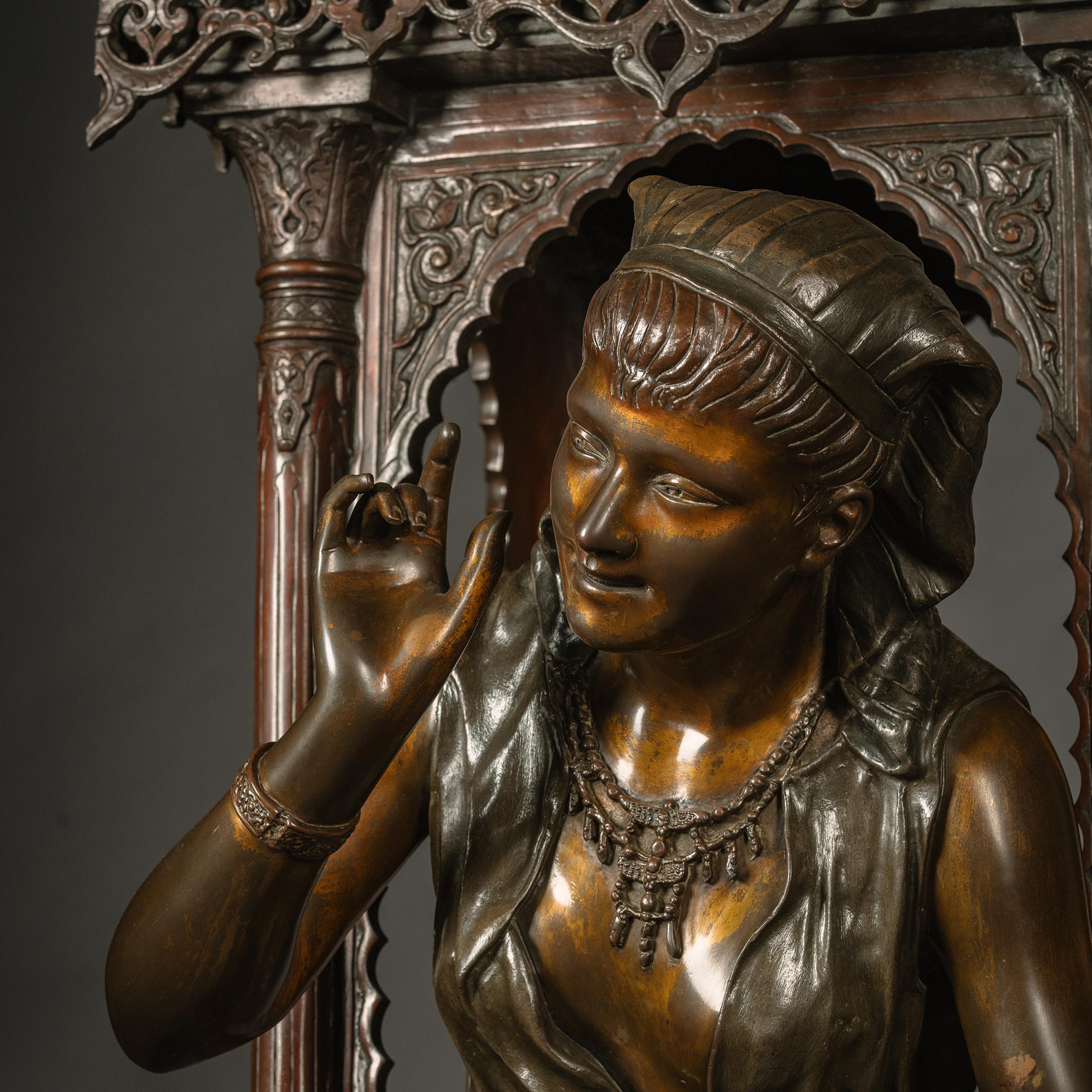 Orientalische lebensgroße figurale Bronzestatue in Bronzeform, Louis Hottot zugeschrieben (19. Jahrhundert) im Angebot