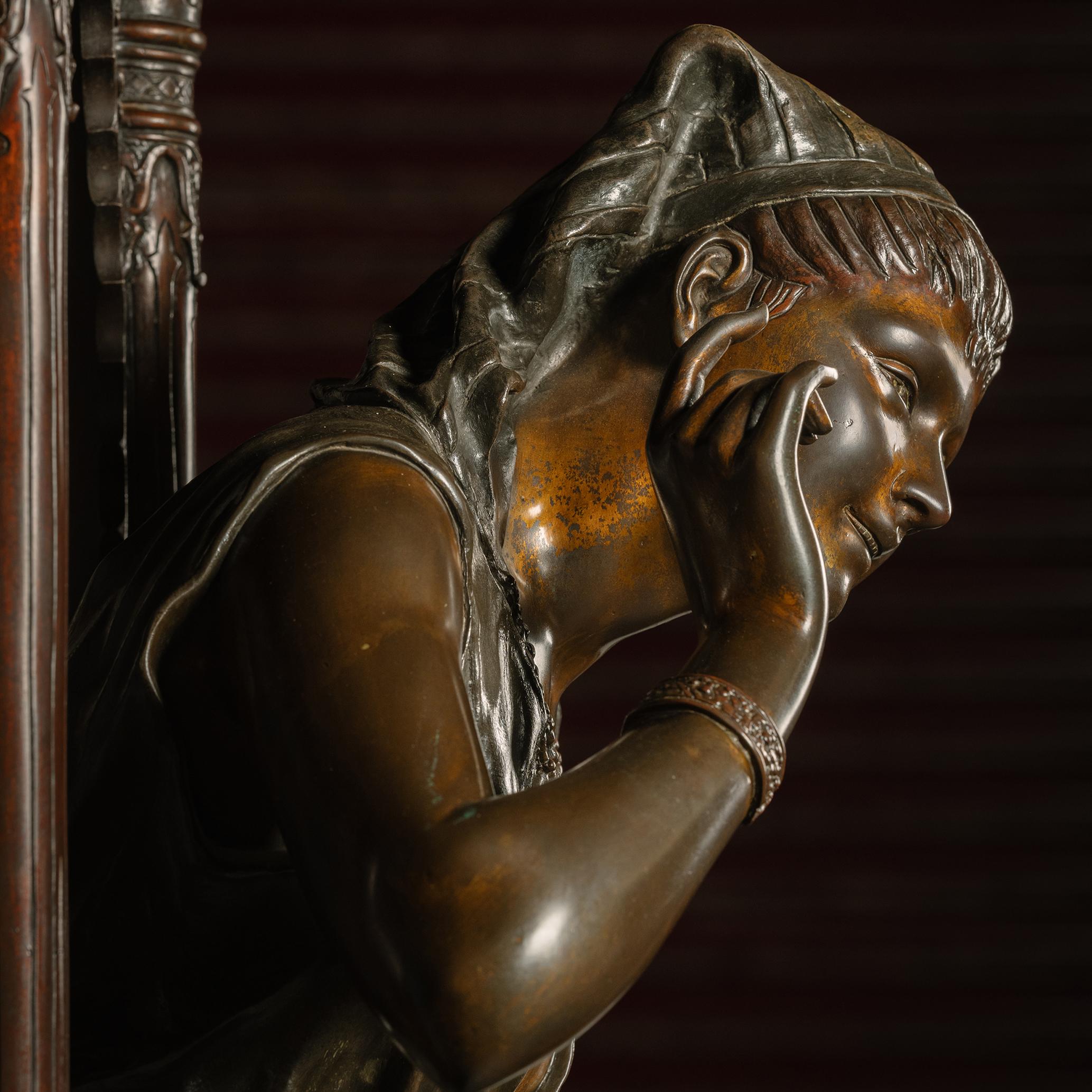 Orientalische lebensgroße figurale Bronzestatue in Bronzeform, Louis Hottot zugeschrieben im Angebot 2