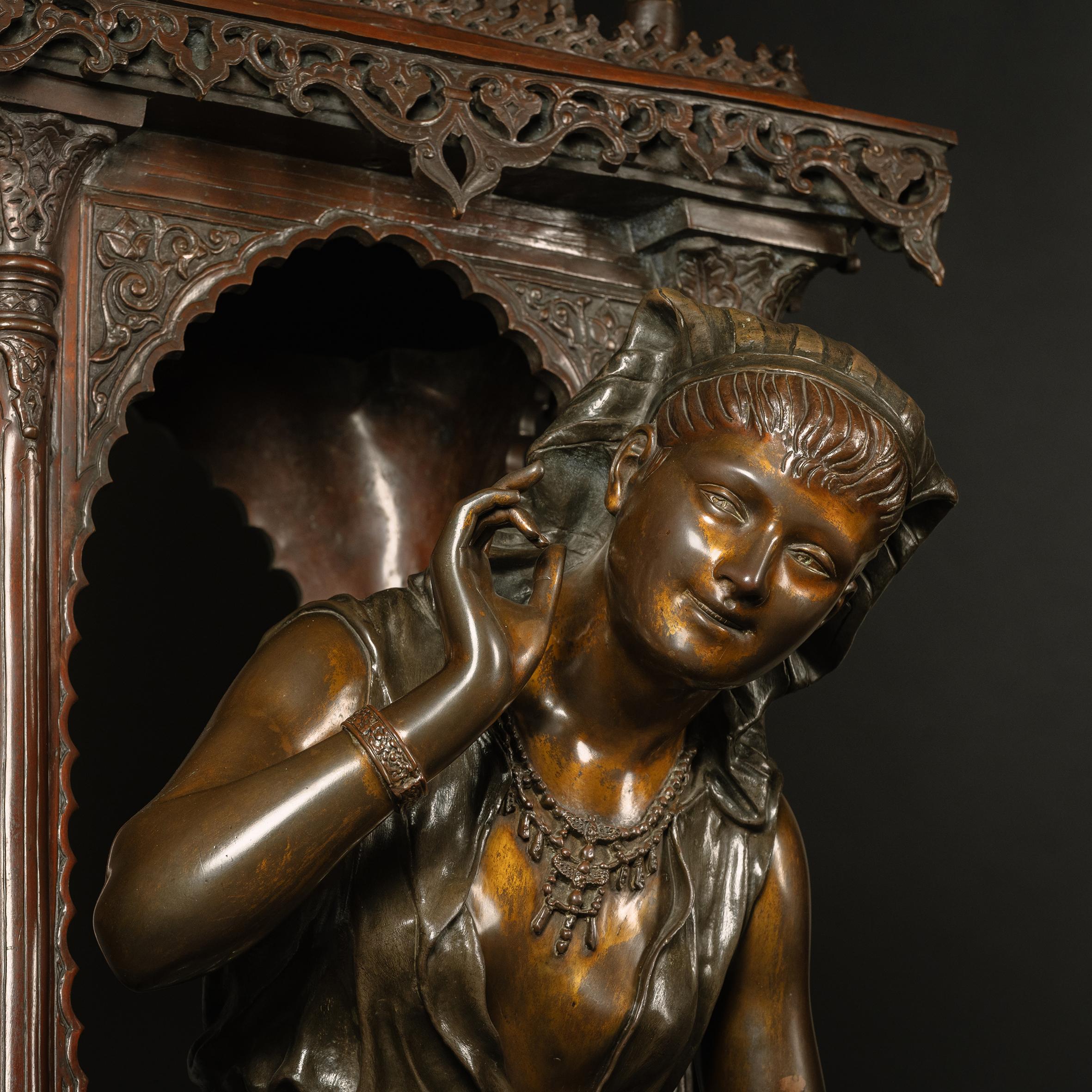 Orientalische lebensgroße figurale Bronzestatue in Bronzeform, Louis Hottot zugeschrieben im Angebot 3