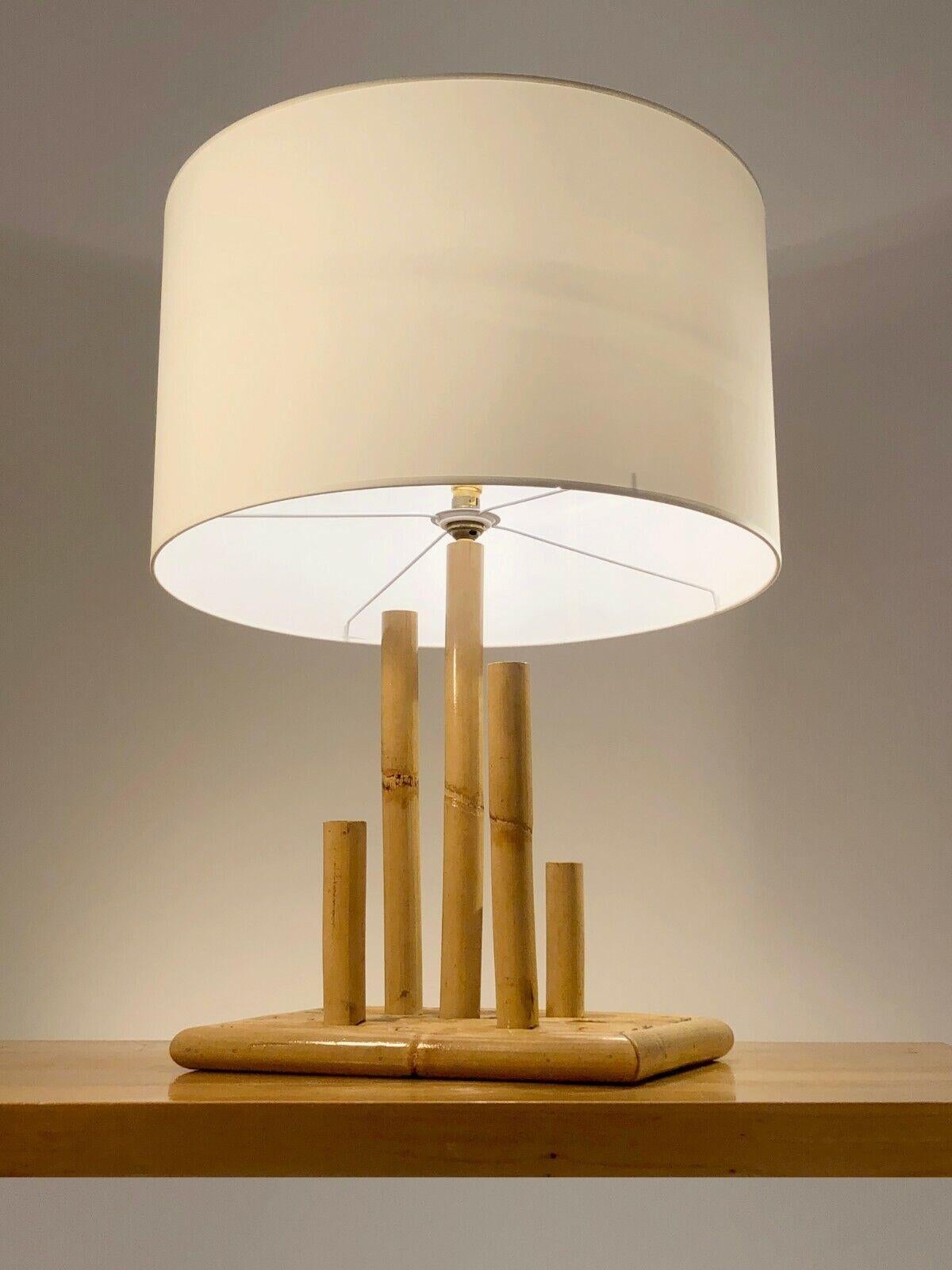 A MODERN BRUTALIST Bamboo TABLE LAMP, AUDOUX-MINNET Style, France 1970 For Sale 5