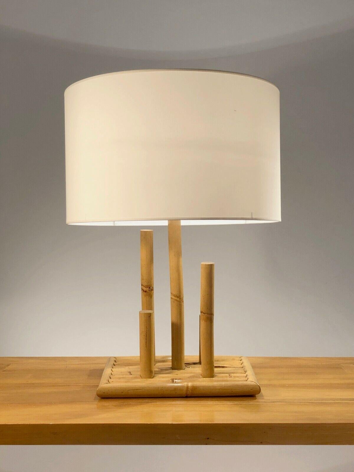 French A MODERN BRUTALIST Bamboo TABLE LAMP, AUDOUX-MINNET Style, France 1970 For Sale