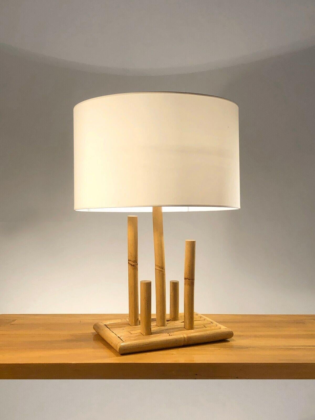 A MODERN BRUTALIST Bamboo TABLE LAMP, AUDOUX-MINNET Style, France 1970 For Sale 1