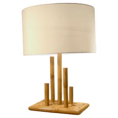A MODERN BRUTALIST Bamboo TABLE LAMP, AUDOUX-MINNET Style, France 1970