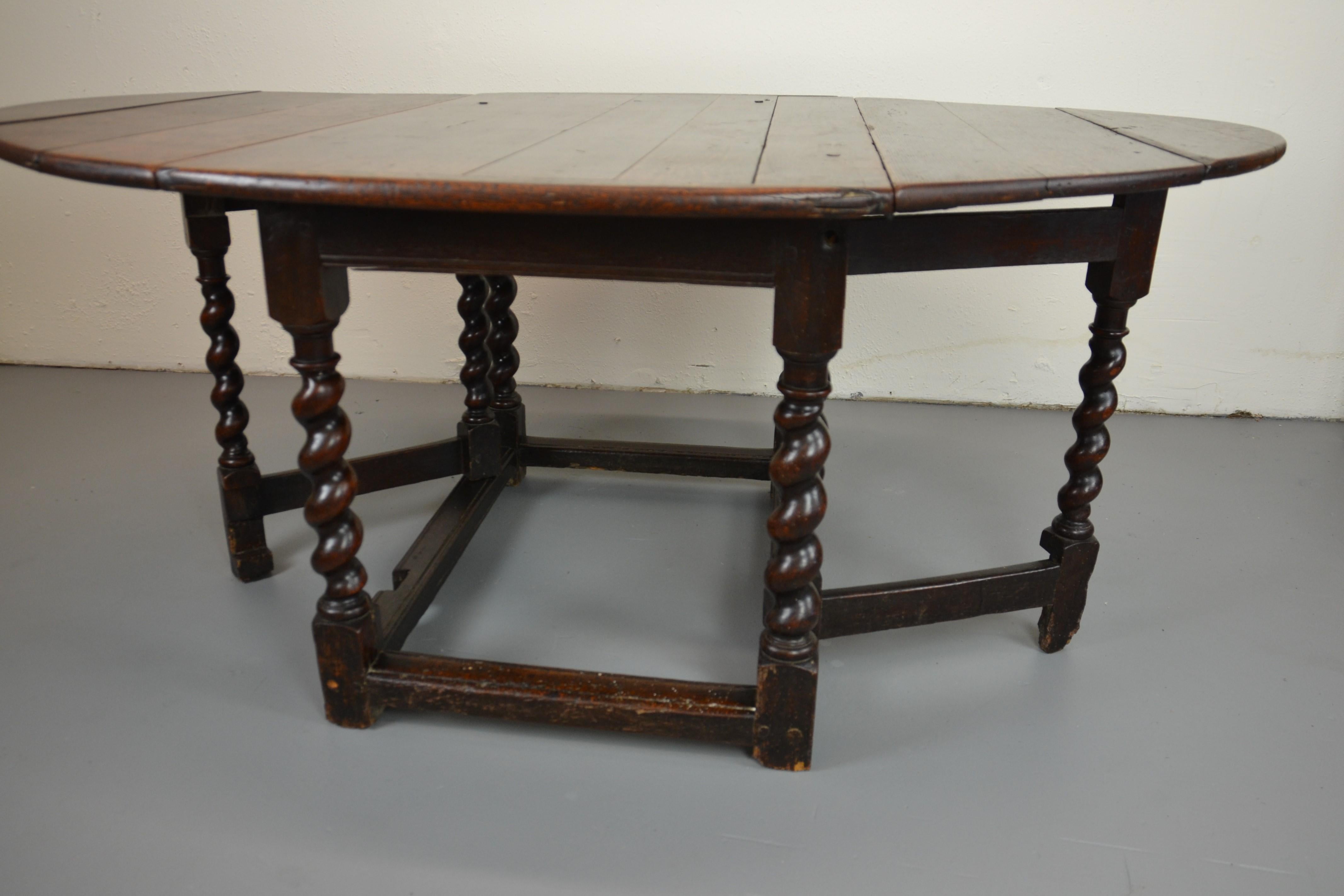 Jacobean Original 1690's Oak Gate-Leg Table