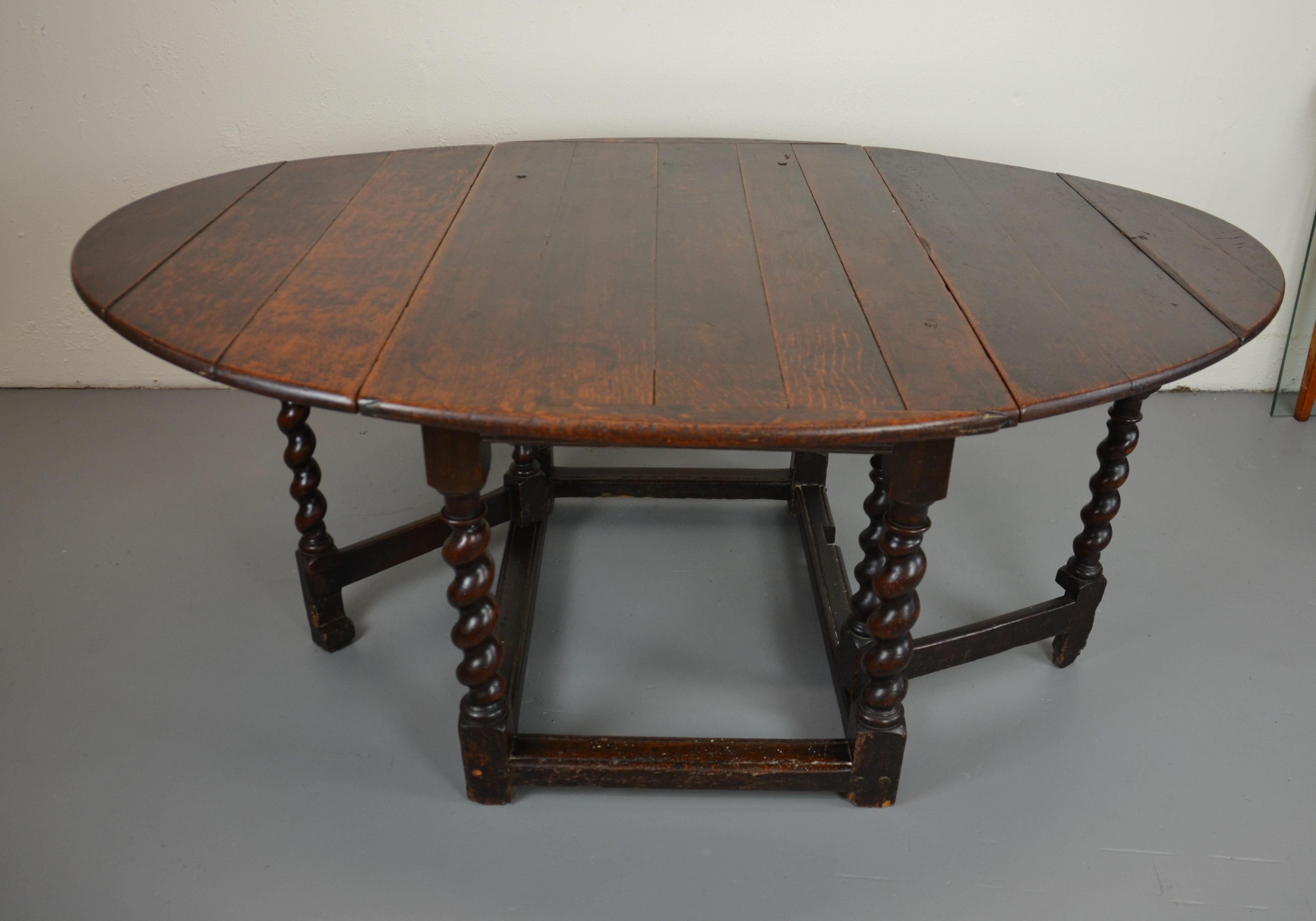 English Original 1690's Oak Gate-Leg Table