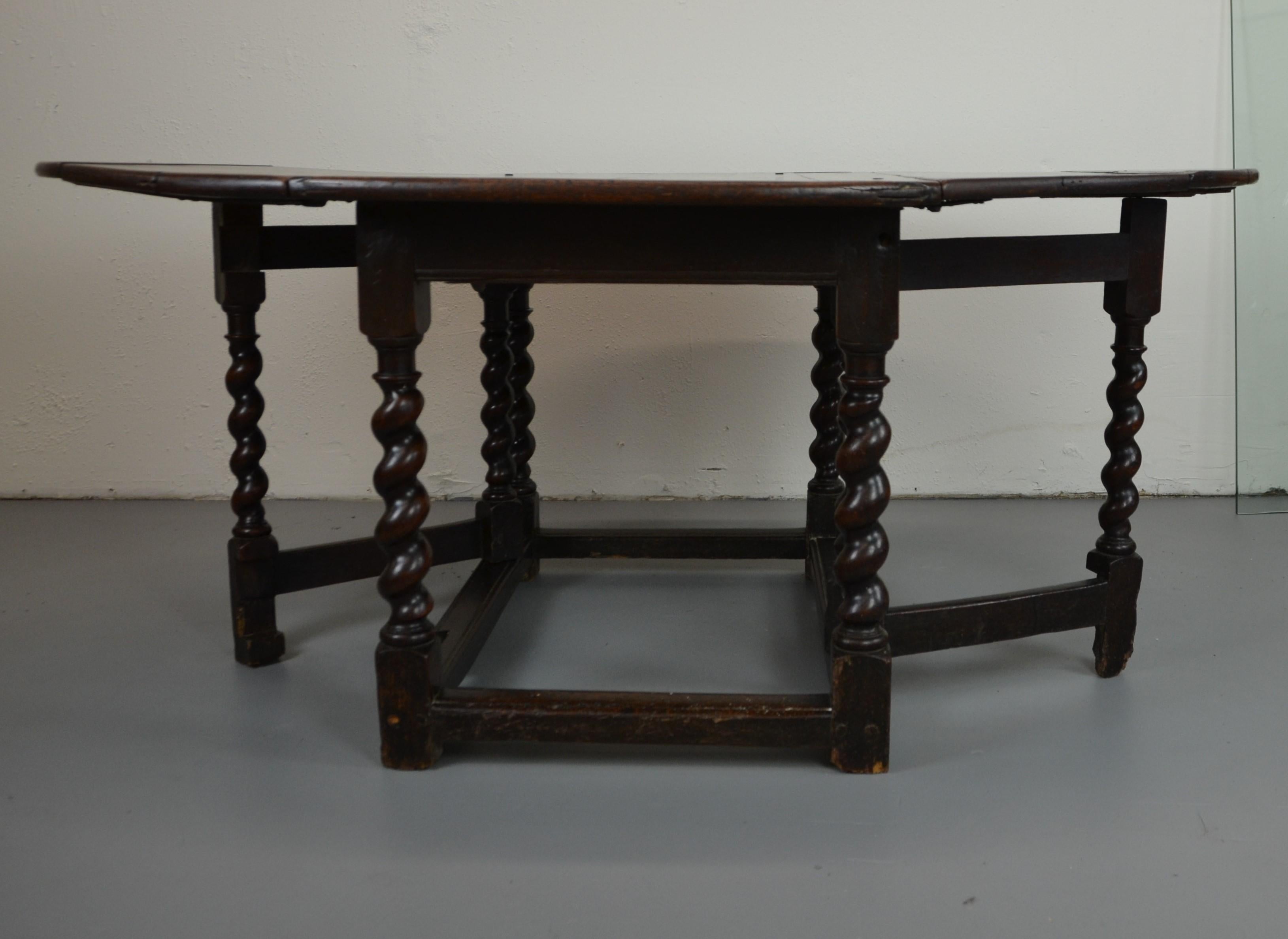 17th Century Original 1690's Oak Gate-Leg Table