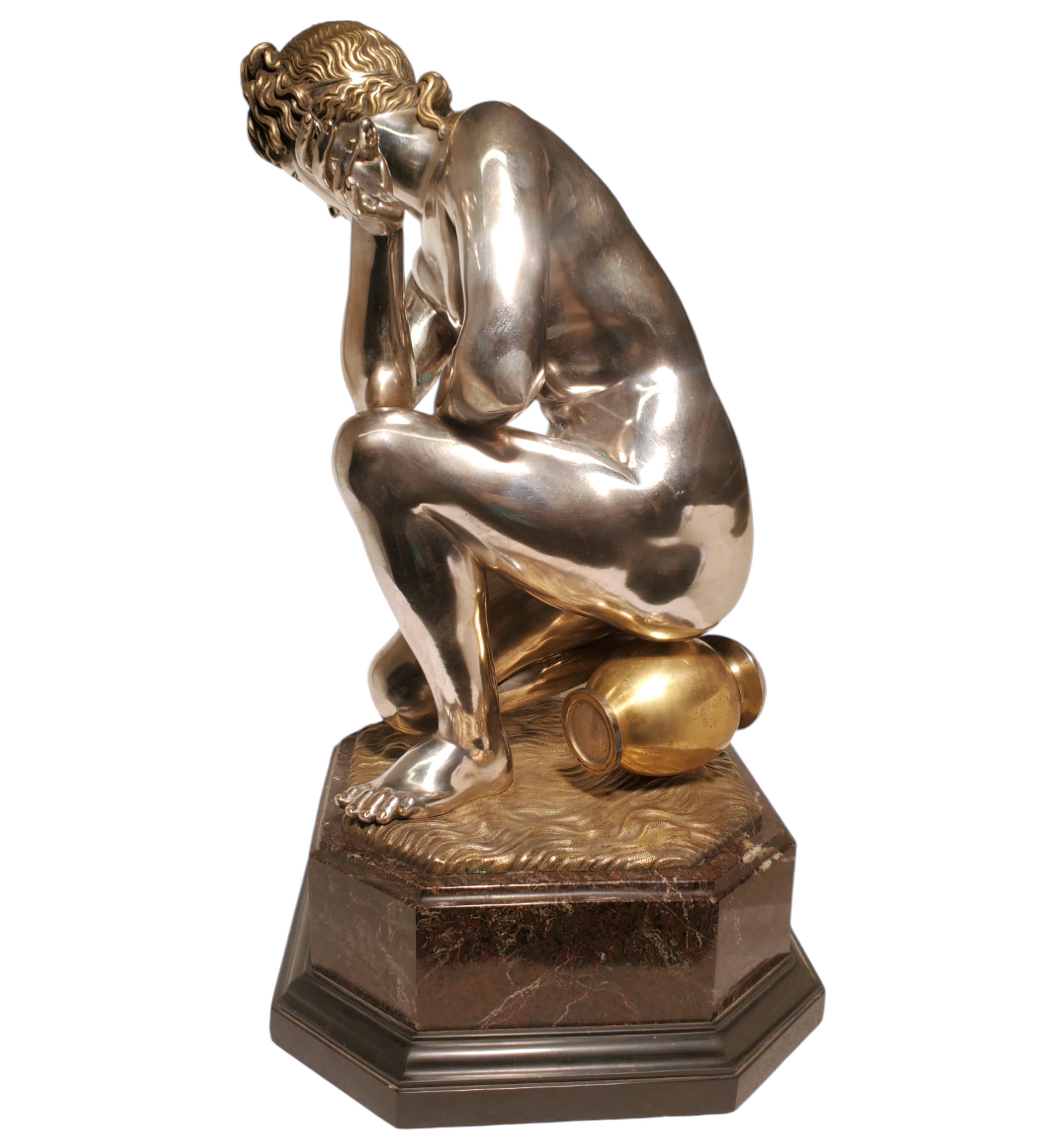 Una statua di Venere in bronzo argentato e dorato originale del 1850 in stile neoclassico. in vendita 10