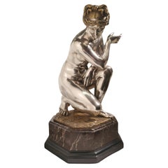 An original 1850 Neoclassical parcel gilt, silvered bronze statue of Venus