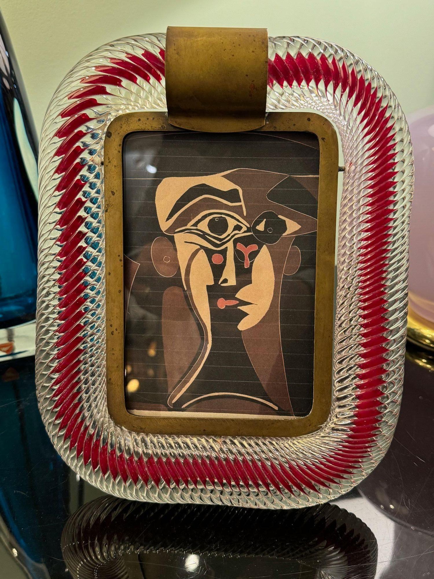 Ein originaler Murano-Glasbilderrahmen aus den 1940er Jahren, der Venini zugeschrieben wird im Angebot 5