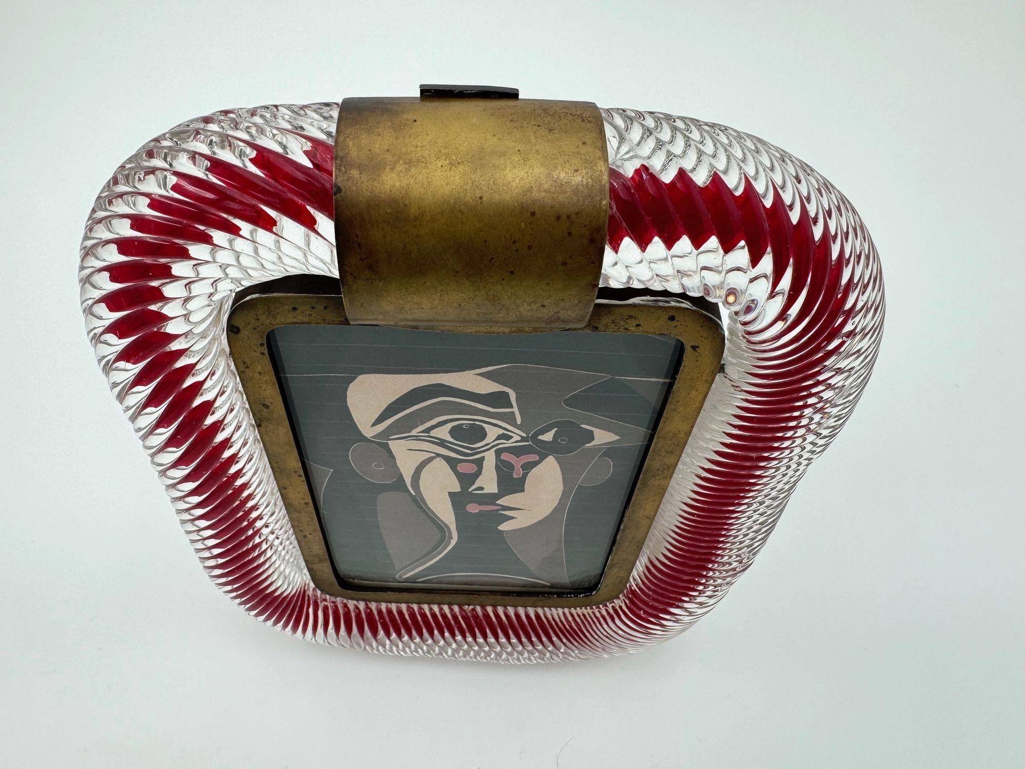 Ein originaler Murano-Glasbilderrahmen aus den 1940er Jahren, der Venini zugeschrieben wird im Angebot 9