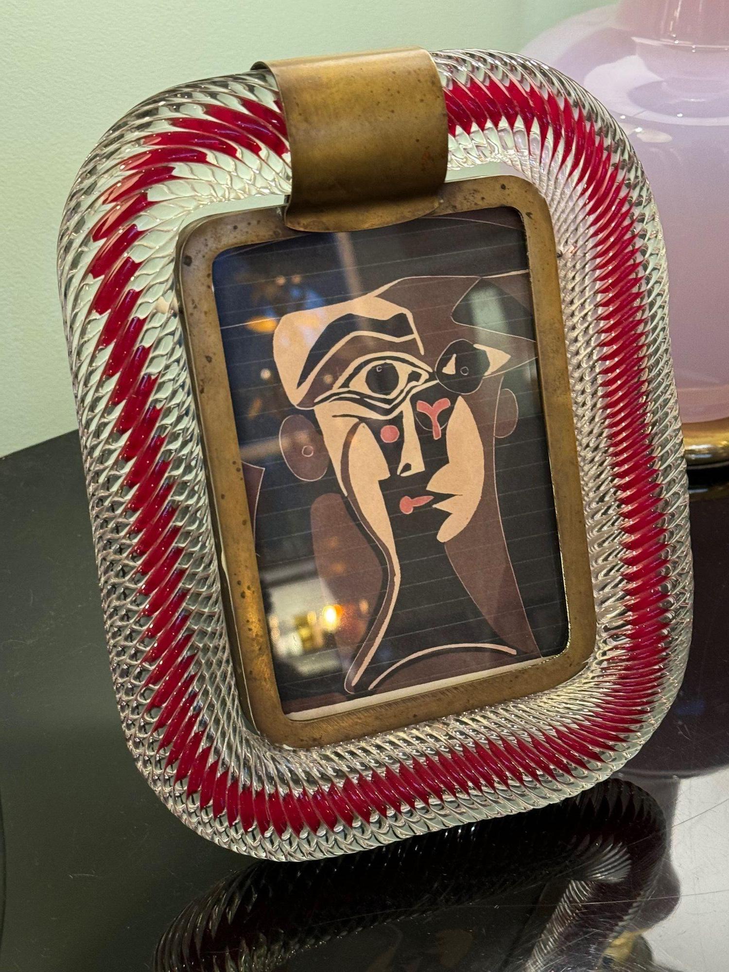 Ein originaler Murano-Glasbilderrahmen aus den 1940er Jahren, der Venini zugeschrieben wird im Angebot 1