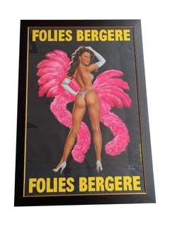 Original 1950s Large Folies Bergere Poster by Alain Gourdon Aka Aslan
