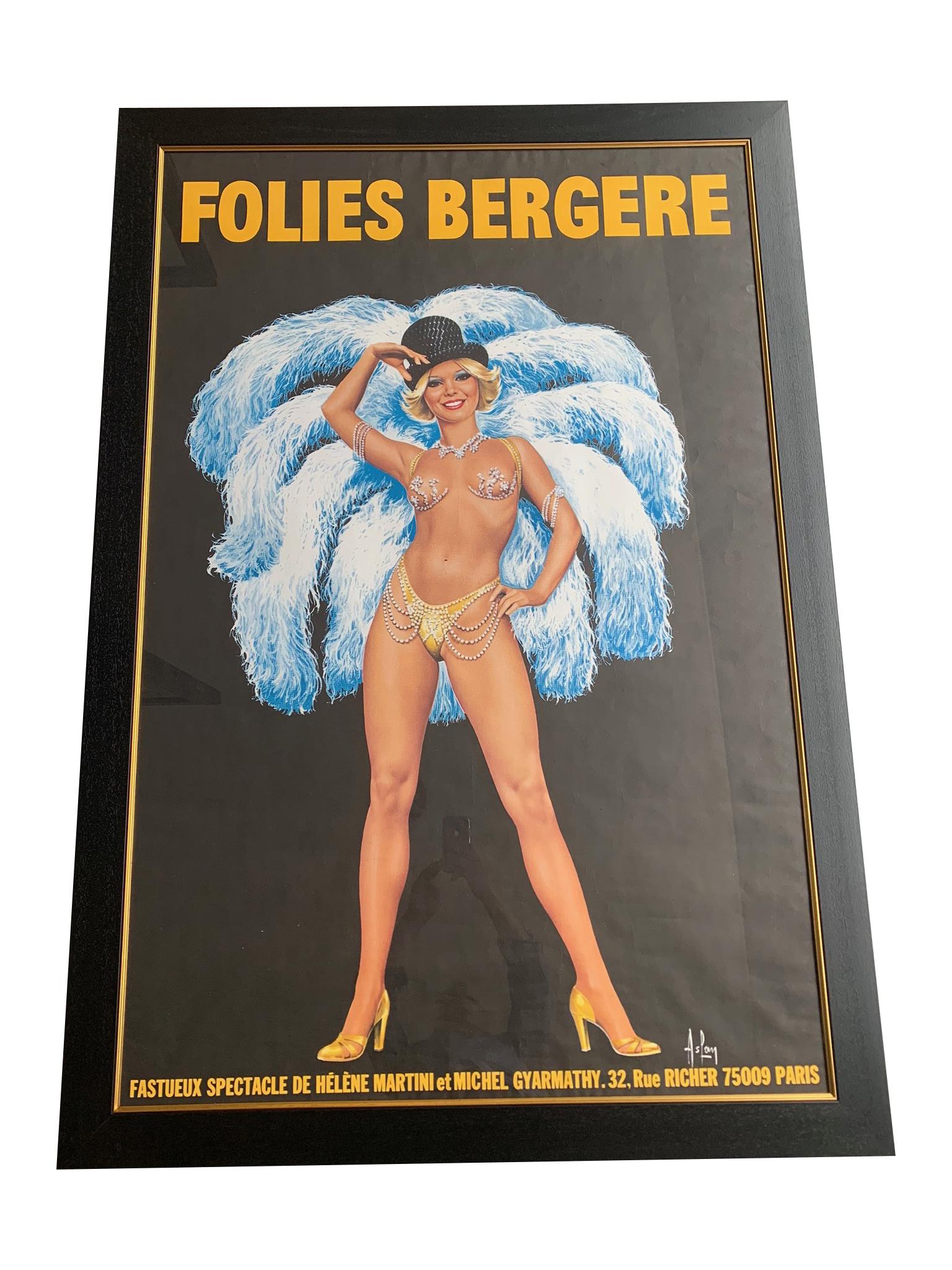 French Original 1950s Large Folies Bergere Poster by Alain Gourdon Aka Aslan