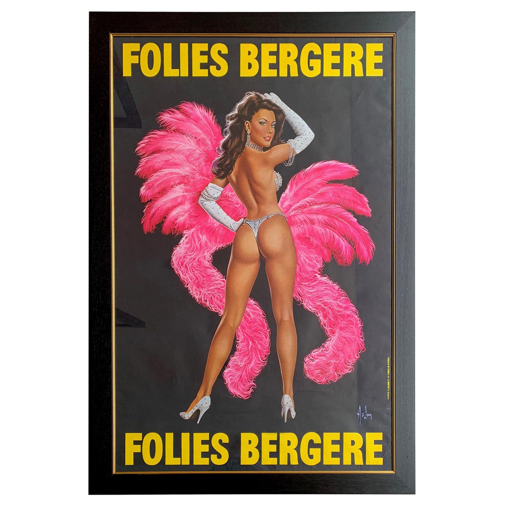 Original 1950s Large Folies Bergere Poster by Alain Gourdon Aka Aslan