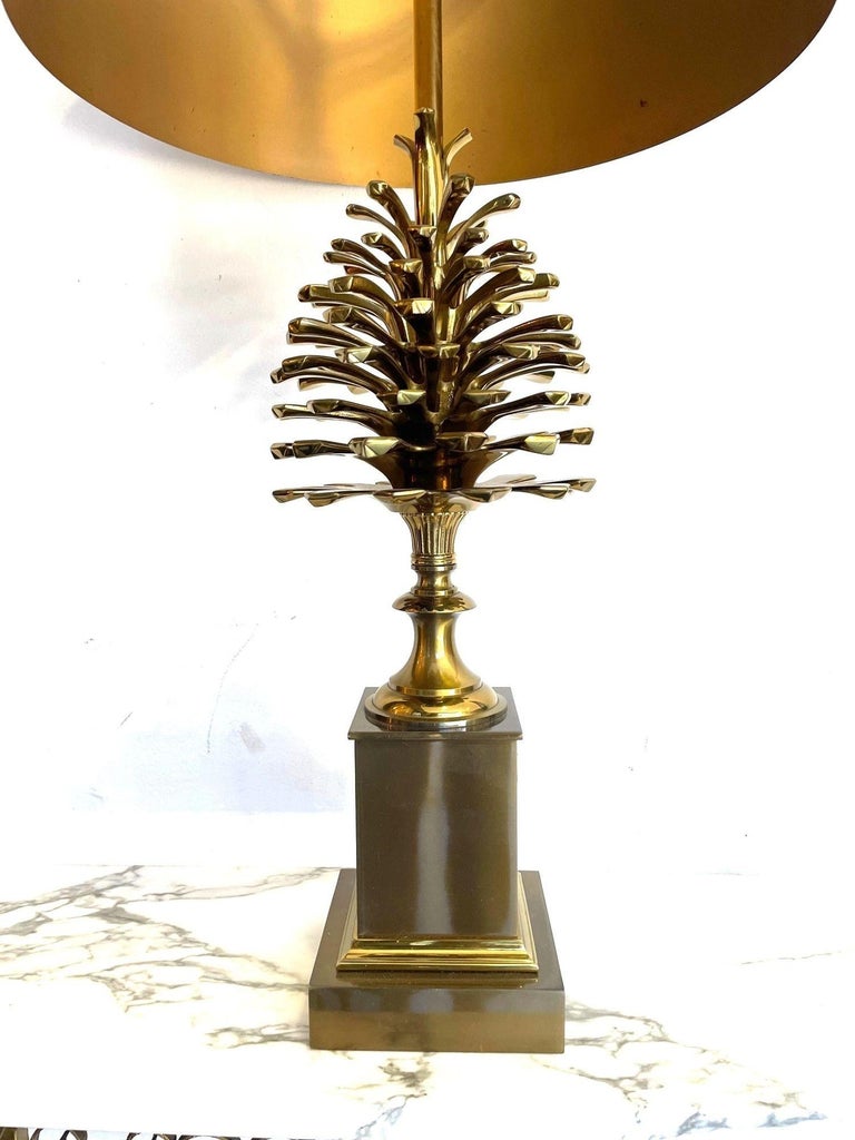 Original 1960s, Maison, Charles Bronze and Brass Pinecone Lamp by Jean Charles For Sale 5