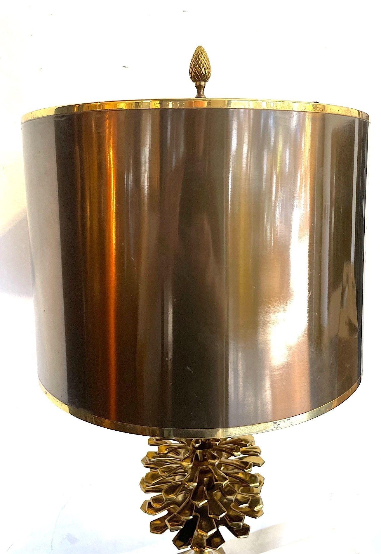 Mid-Century Modern Original 1960s, Maison, Charles Bronze and Brass Pinecone Lamp by Jean Charles