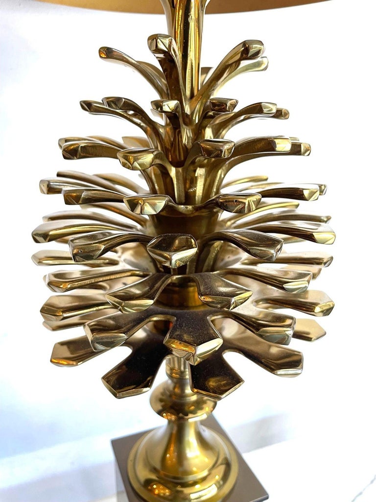 French Original 1960s, Maison, Charles Bronze and Brass Pinecone Lamp by Jean Charles For Sale