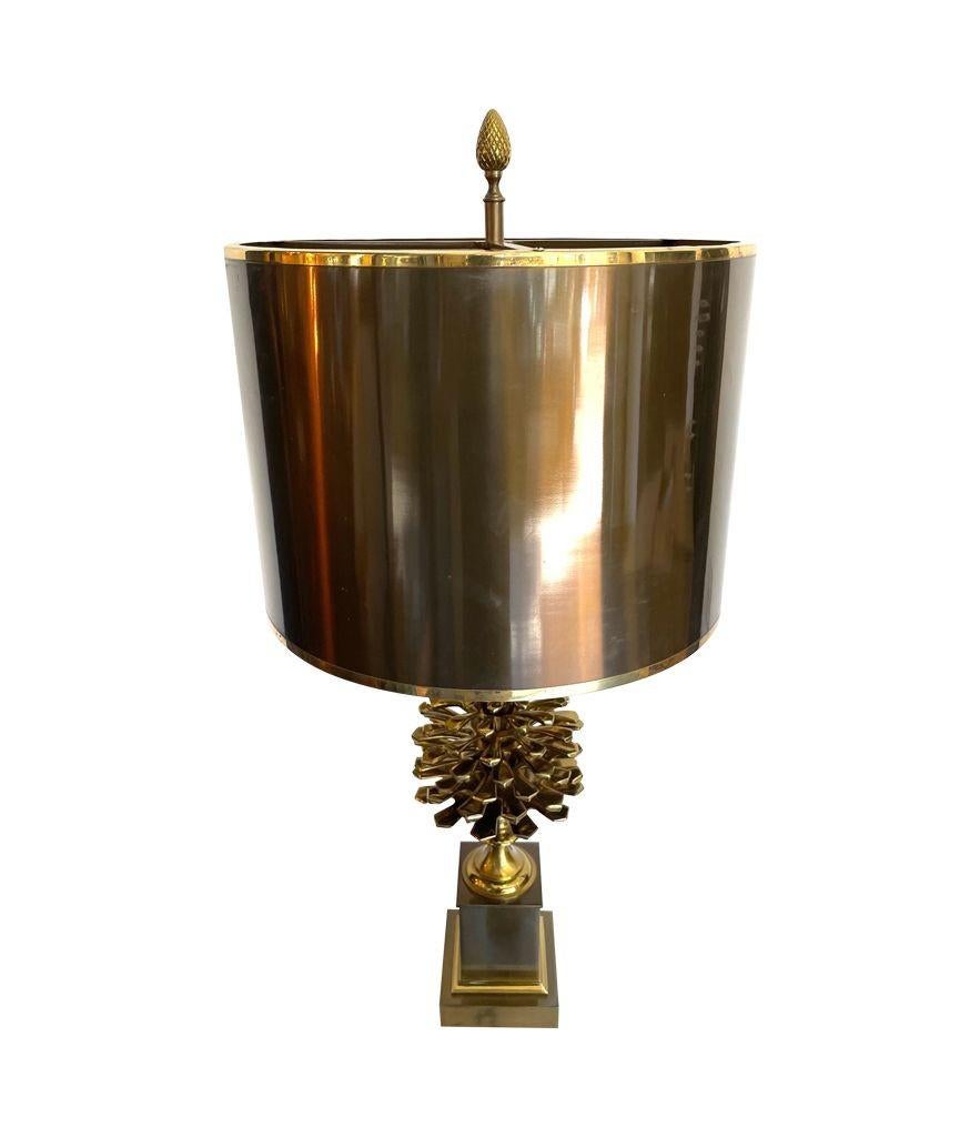 20th Century Original 1960s, Maison, Charles Bronze and Brass Pinecone Lamp by Jean Charles