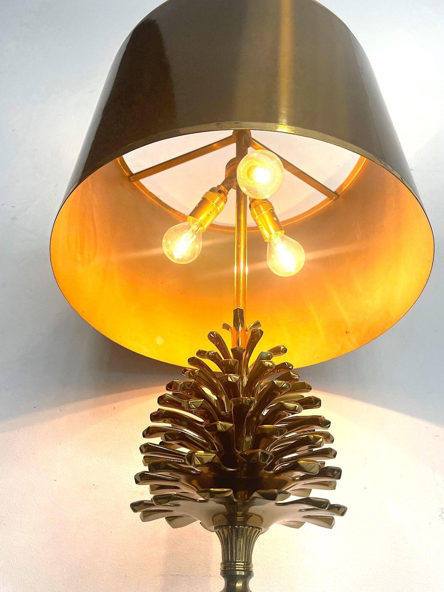 Original 1960s, Maison, Charles Bronze and Brass Pinecone Lamp by Jean Charles 1