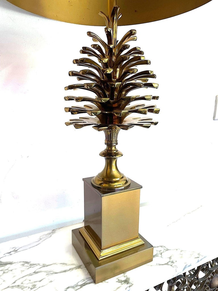 Original 1960s, Maison, Charles Bronze and Brass Pinecone Lamp by Jean Charles For Sale 2