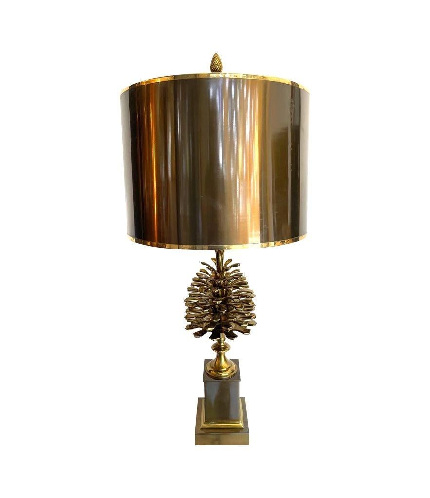 Original 1960s, Maison, Charles Bronze and Brass Pinecone Lamp by Jean Charles 3