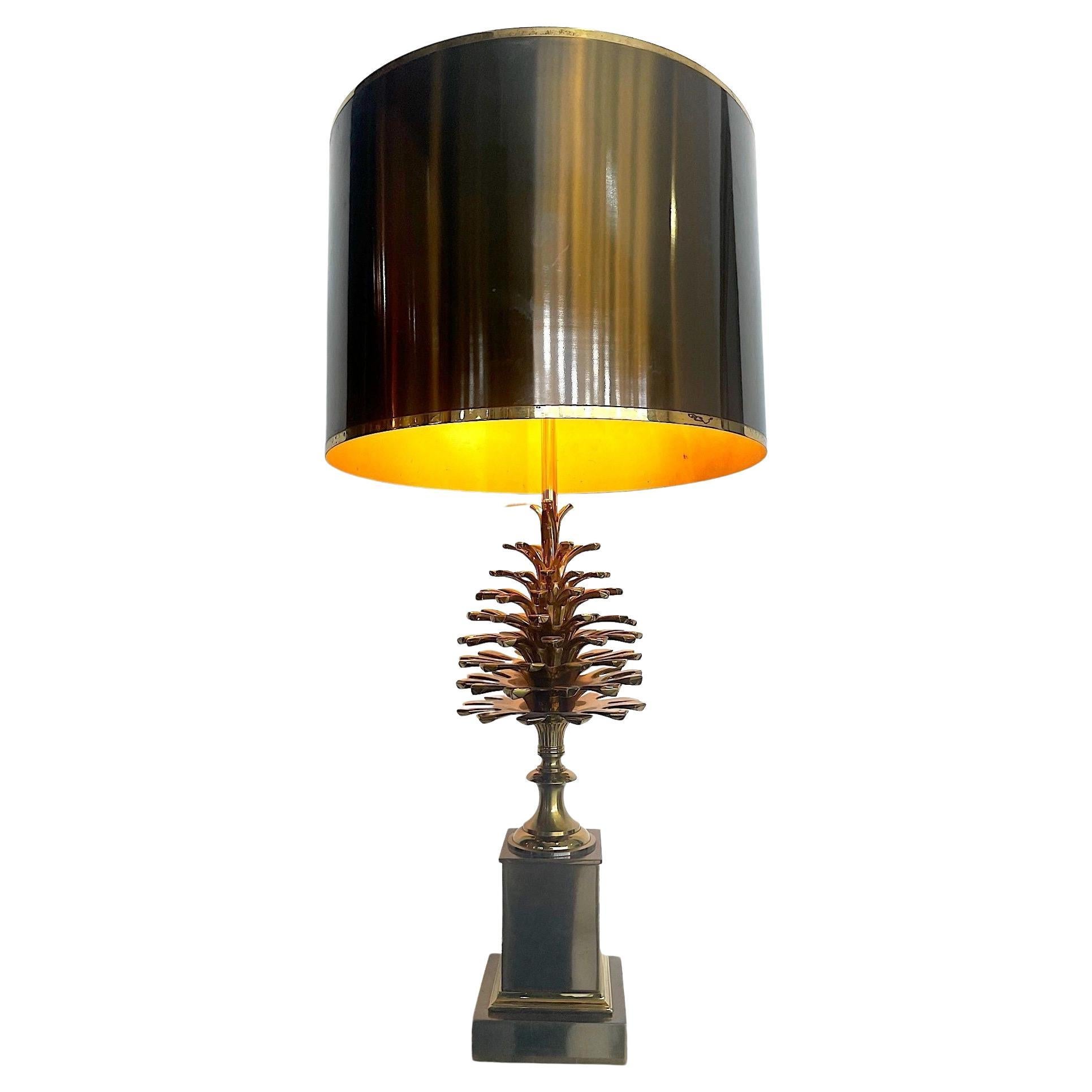 Original 1960s, Maison, Charles Bronze and Brass Pinecone Lamp by Jean Charles