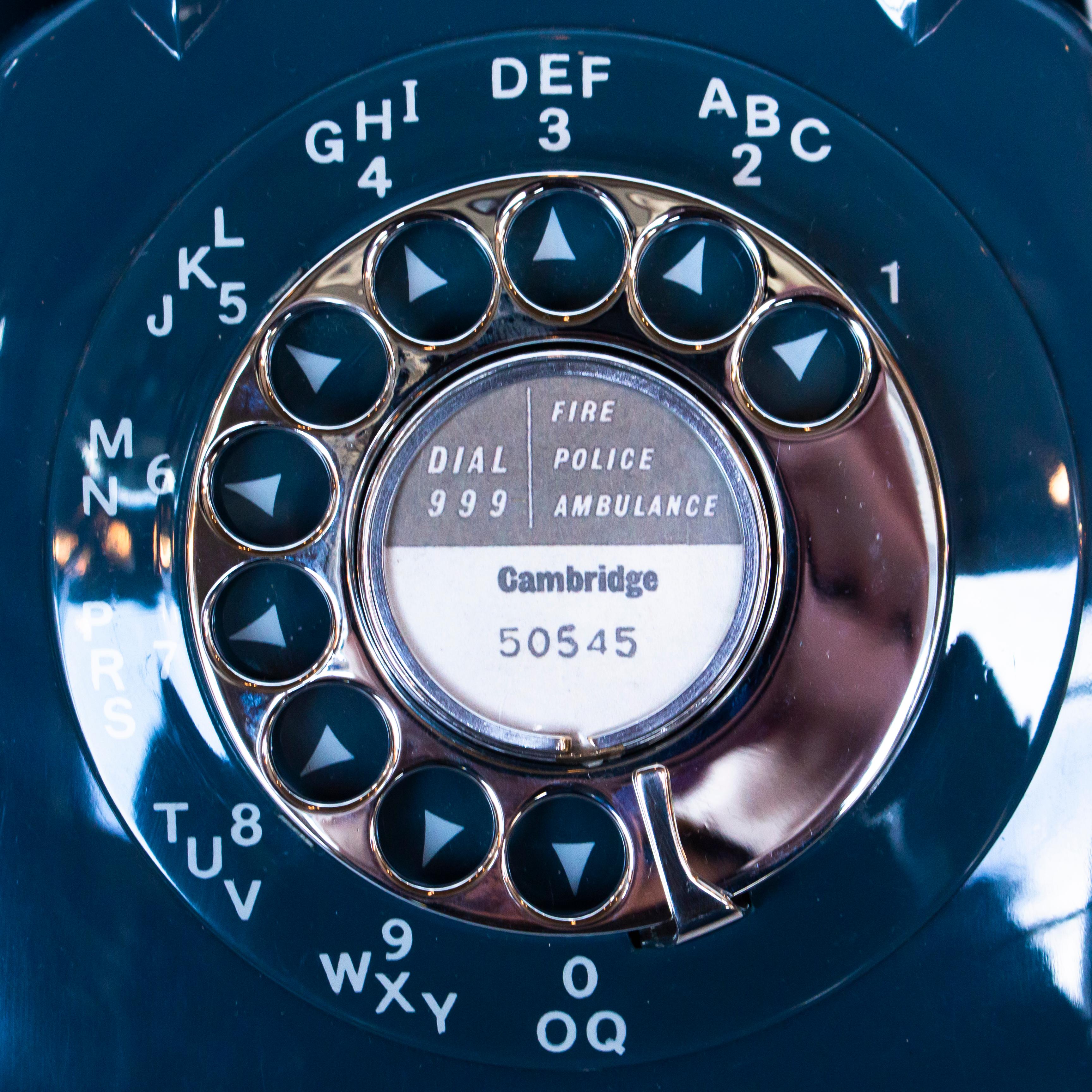 Bakelite Original 1963 GPO Model 706 Telephone in Blue, Original Nylon Carrying Strap