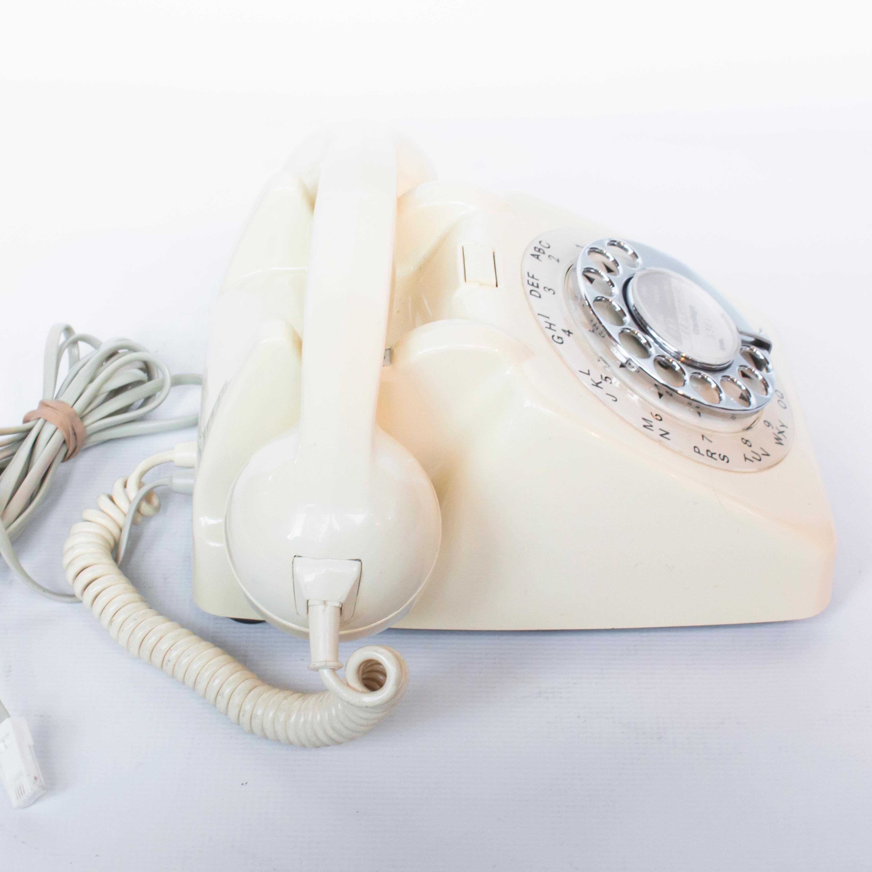Art Deco Original 1967 GPO Model 706 Telephone in Ivory, Original Nylon Carrying Strap