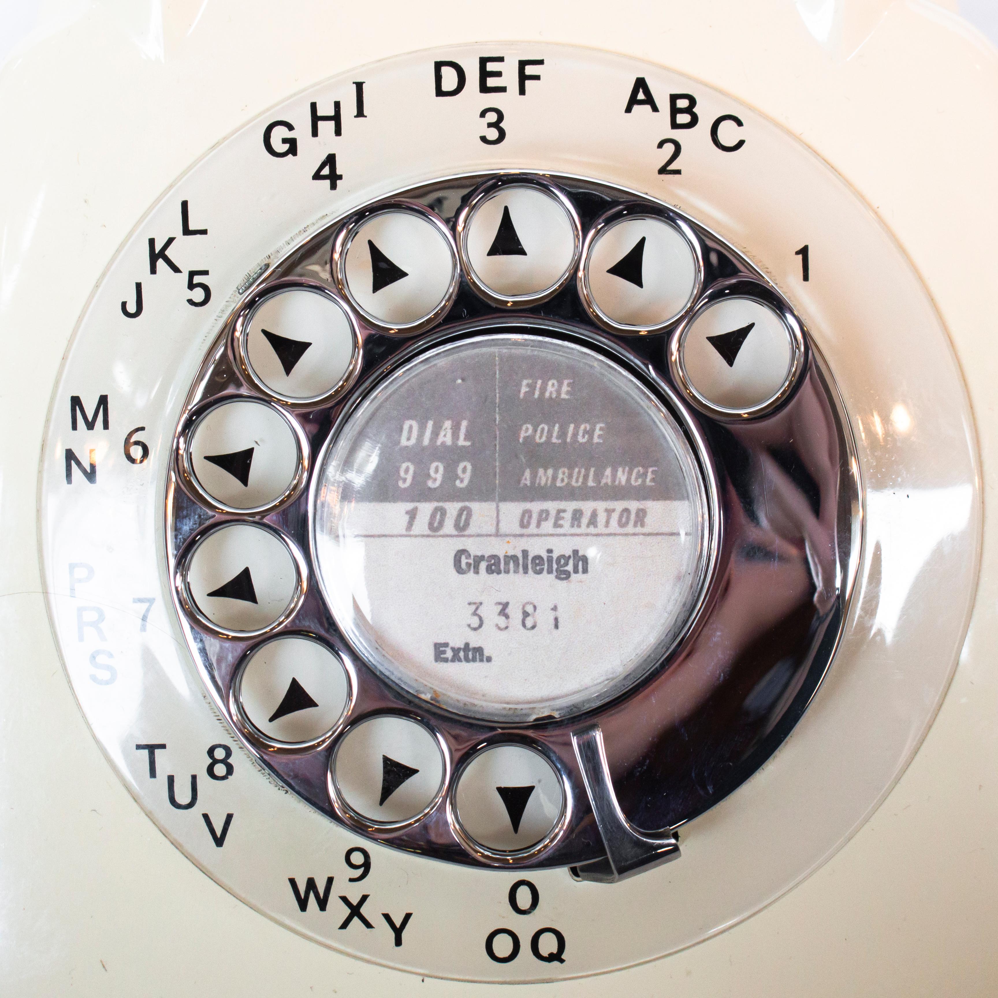 Original 1967 GPO Model 706 Telephone in Ivory, Original Nylon Carrying Strap 1