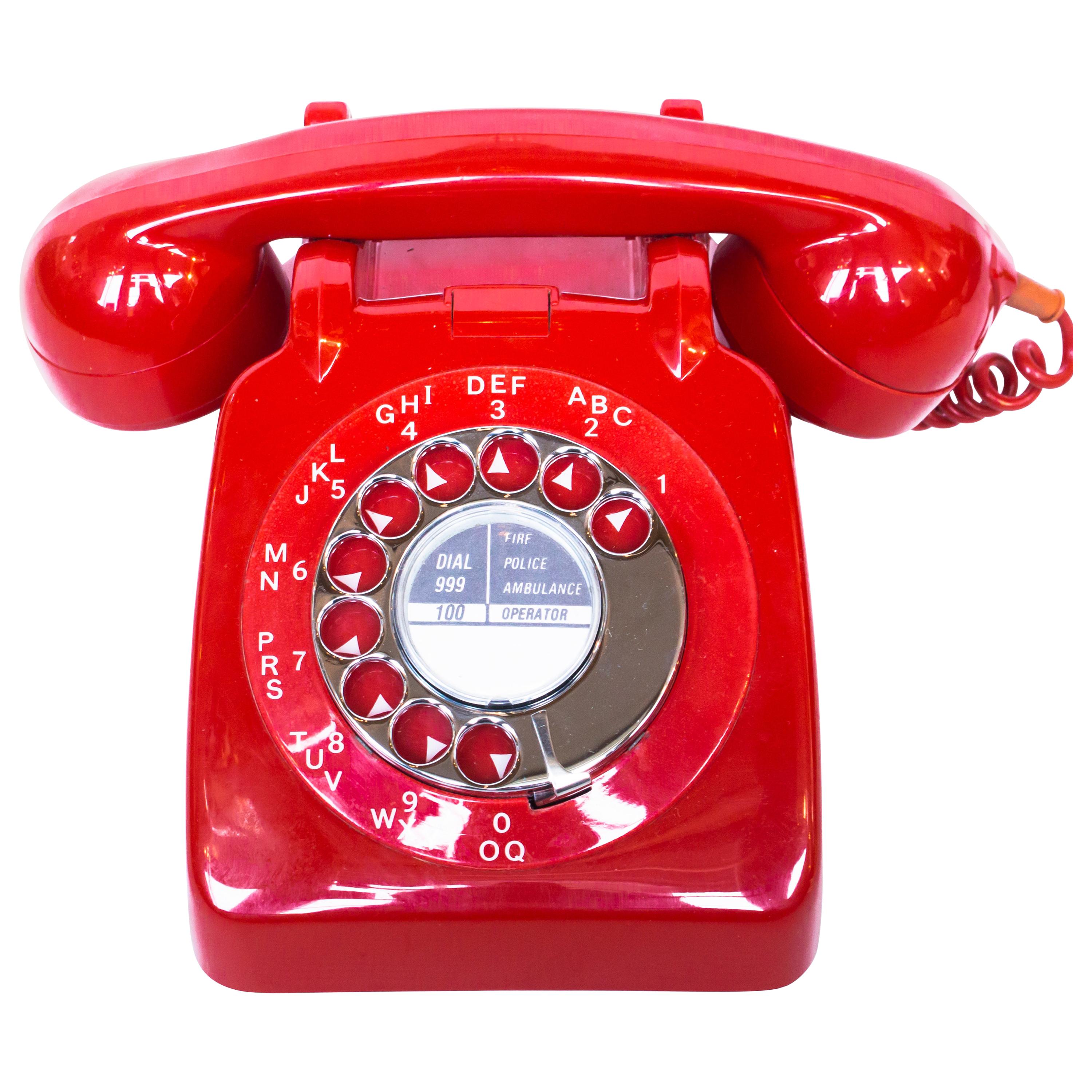 Original 1972 GPO Model 746 Telephone in Red, Original Nylon Carrying Strap