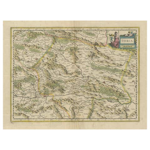 An Original Antique Mid-17th Century Blaeu Map of Styria in Southeastern Austria