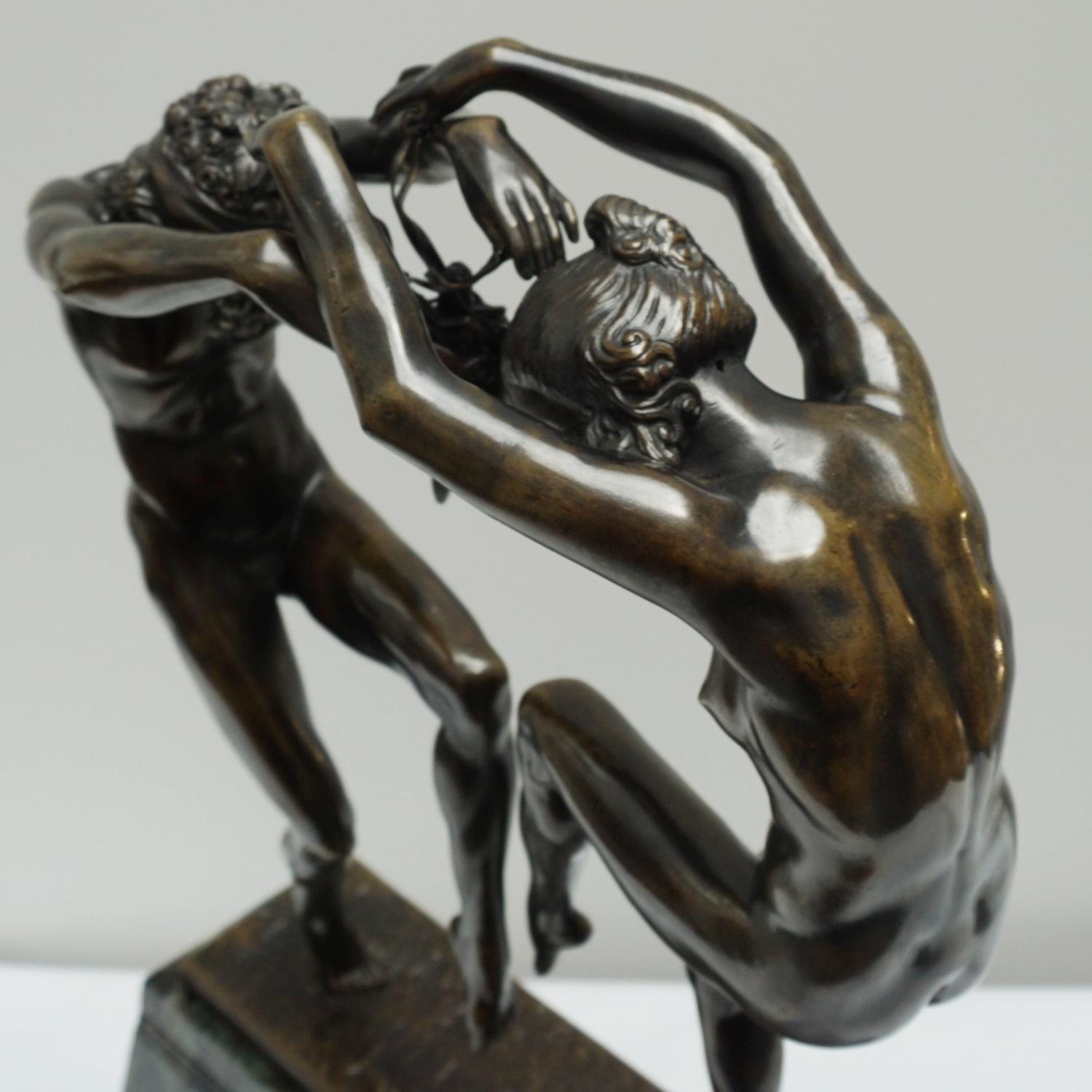 Original Art Deco Bronze and Marble Sculpture, French, C1920 For Sale 7