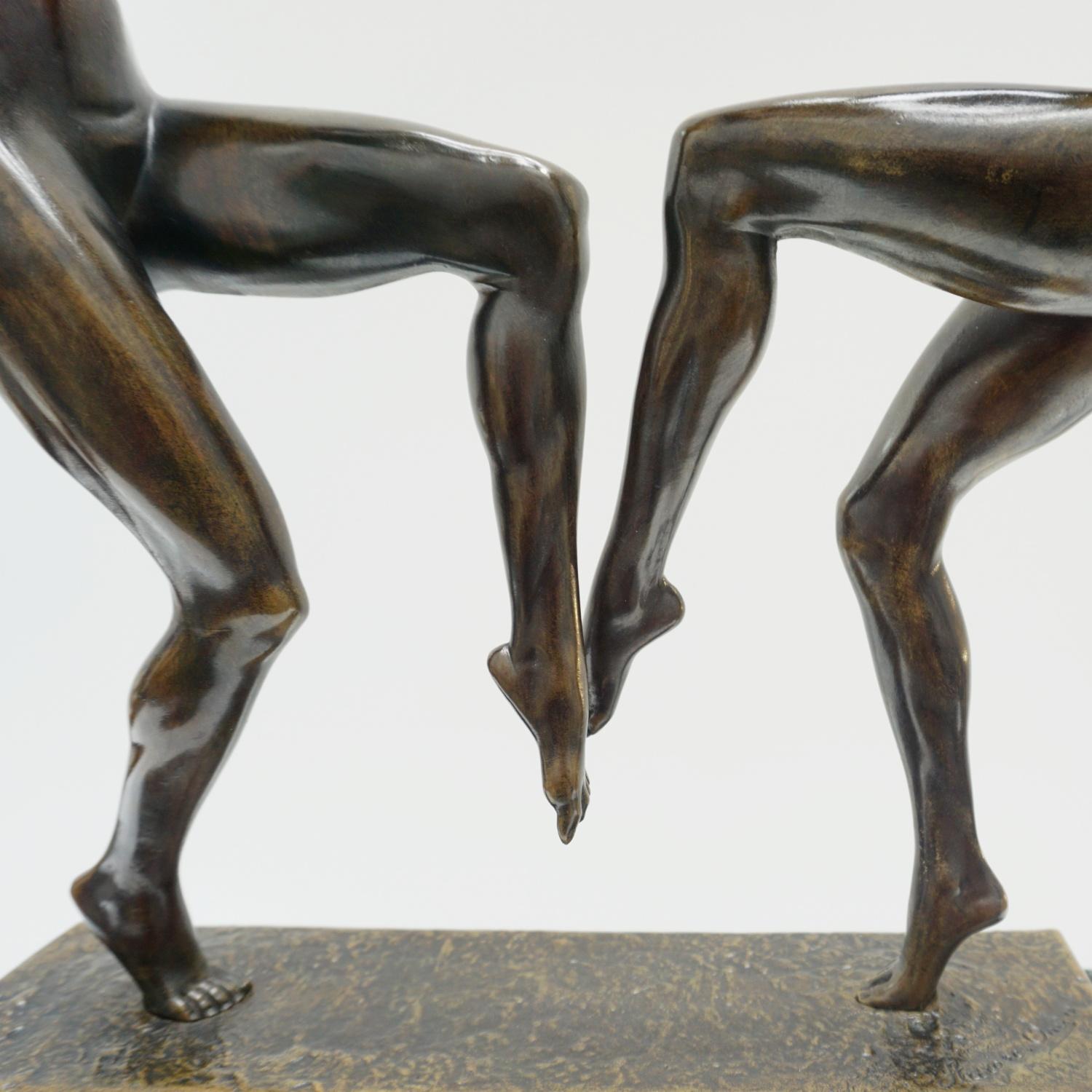 Early 20th Century Original Art Deco Bronze and Marble Sculpture, French, C1920 For Sale