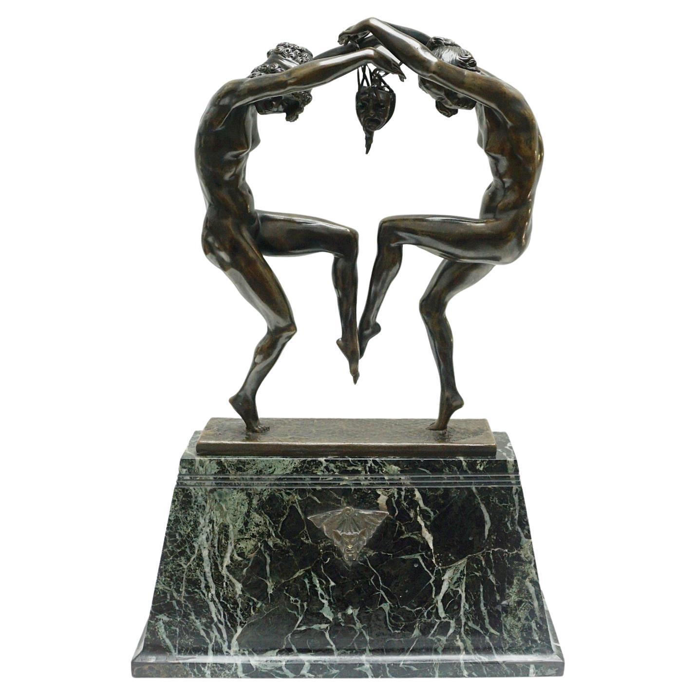 Original Art Deco Bronze and Marble Sculpture, French, C1920