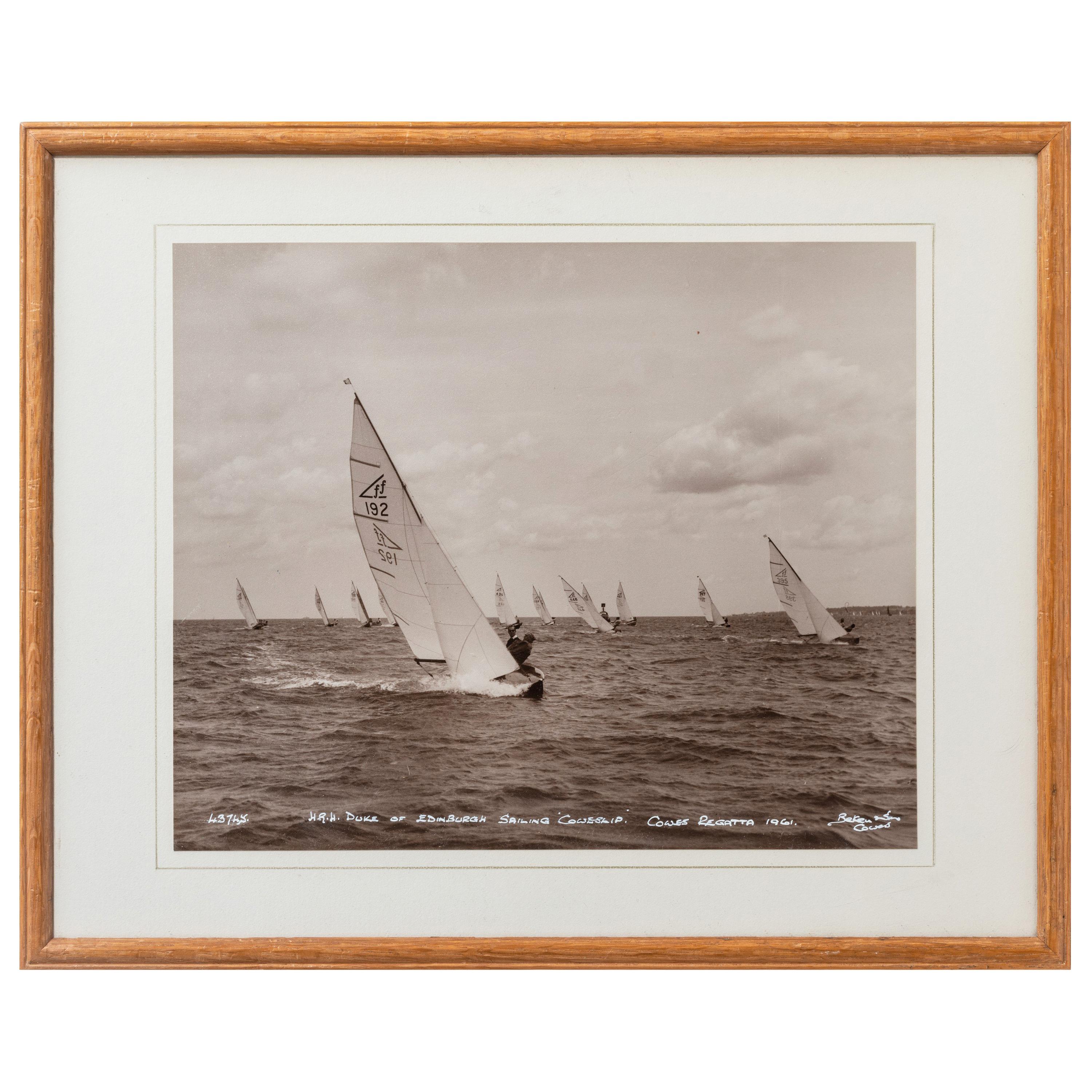 Original Beken Photograph of HRH Duke of Edinburgh Leading the Fleet  For Sale