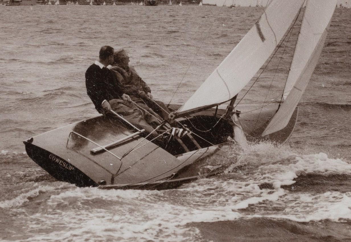 English Original Beken Photograph of HRH Duke of Edinburgh Sailing Cowslip
