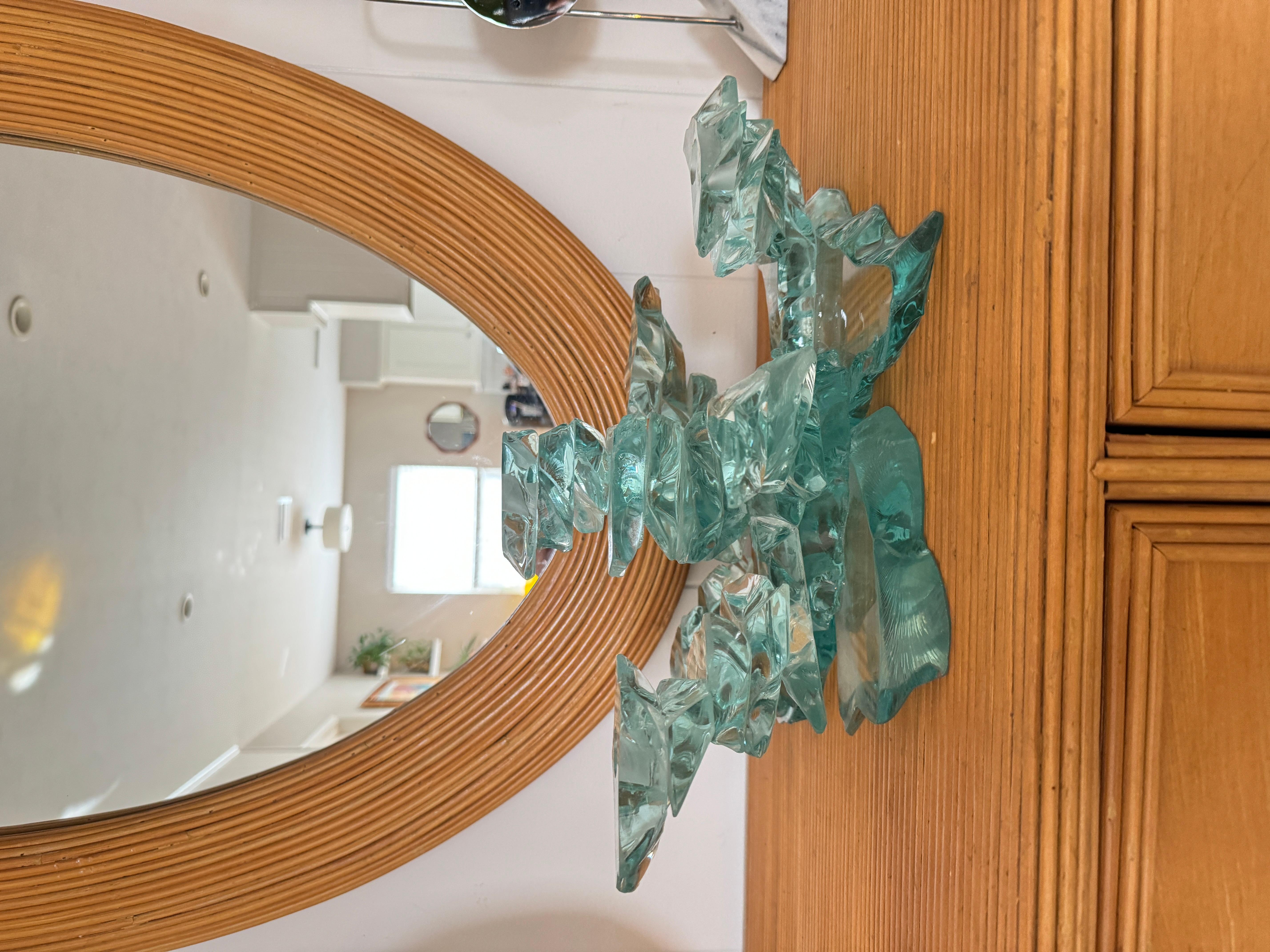 An original Bill Meek Studios stacked glass candelabra art sculpture. Faux ice! For Sale 6