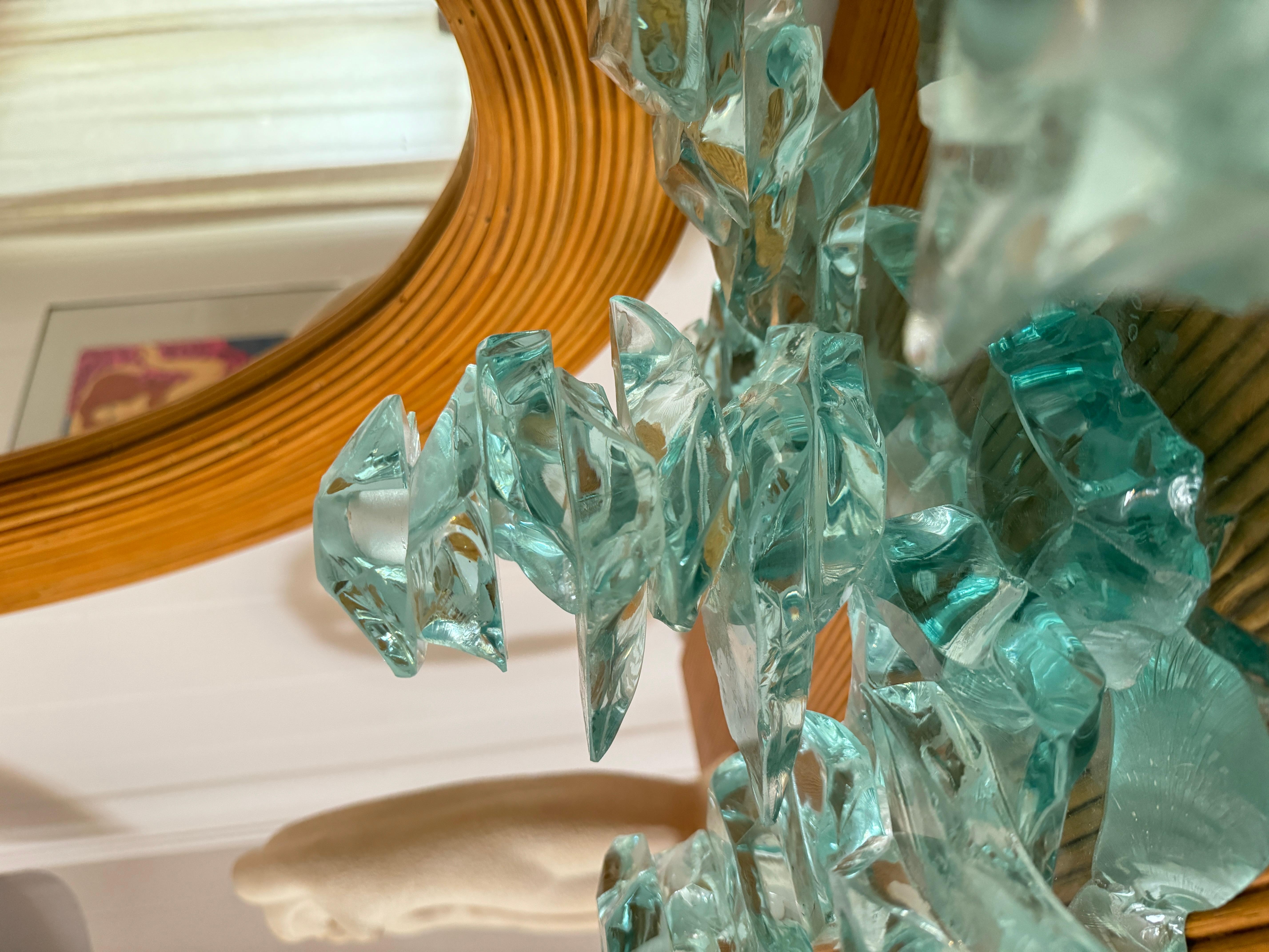 An original Bill Meek Studios stacked glass candelabra art sculpture. Faux ice! For Sale 8