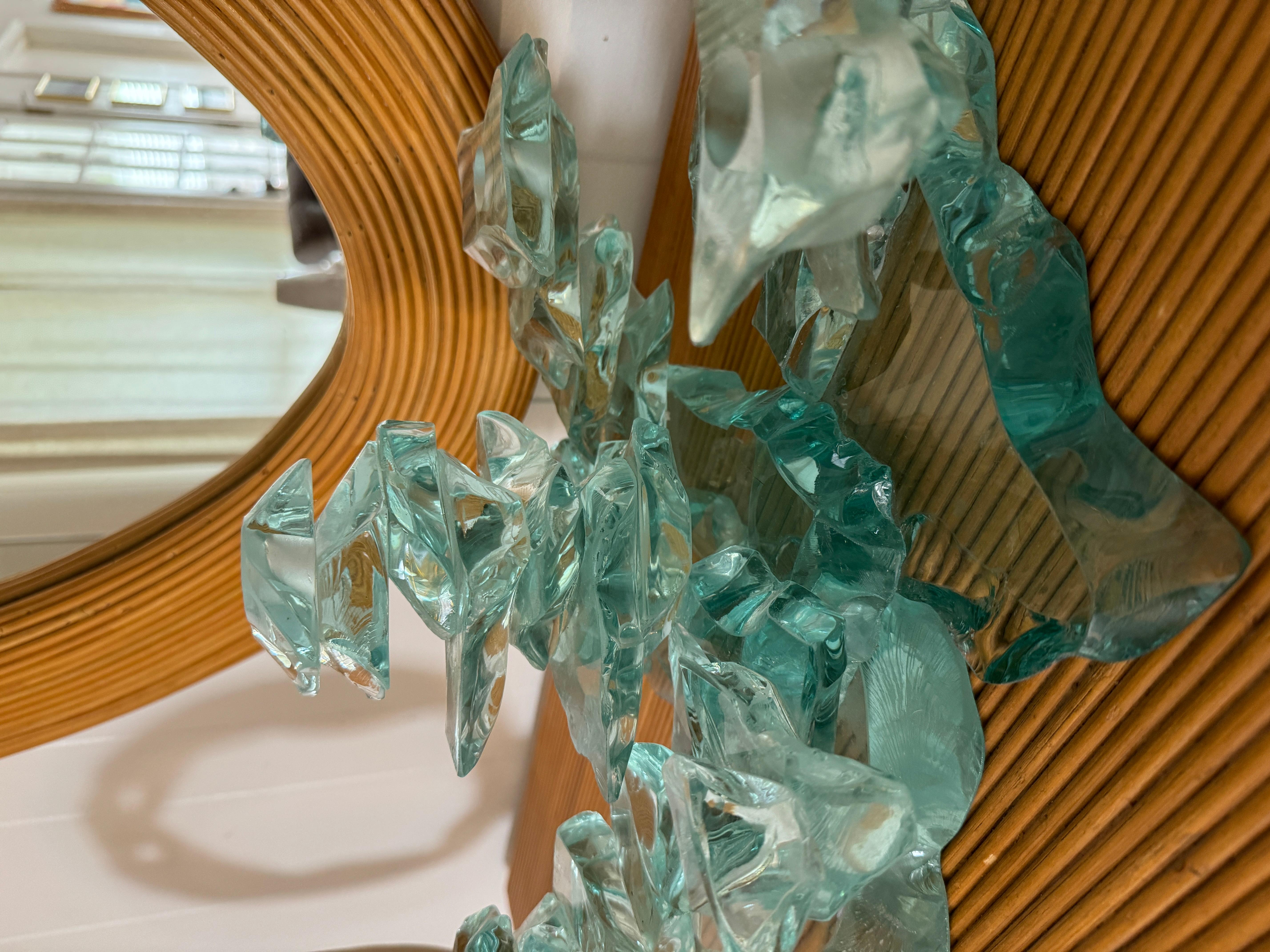 An original Bill Meek Studios stacked glass candelabra art sculpture. Faux ice! For Sale 9