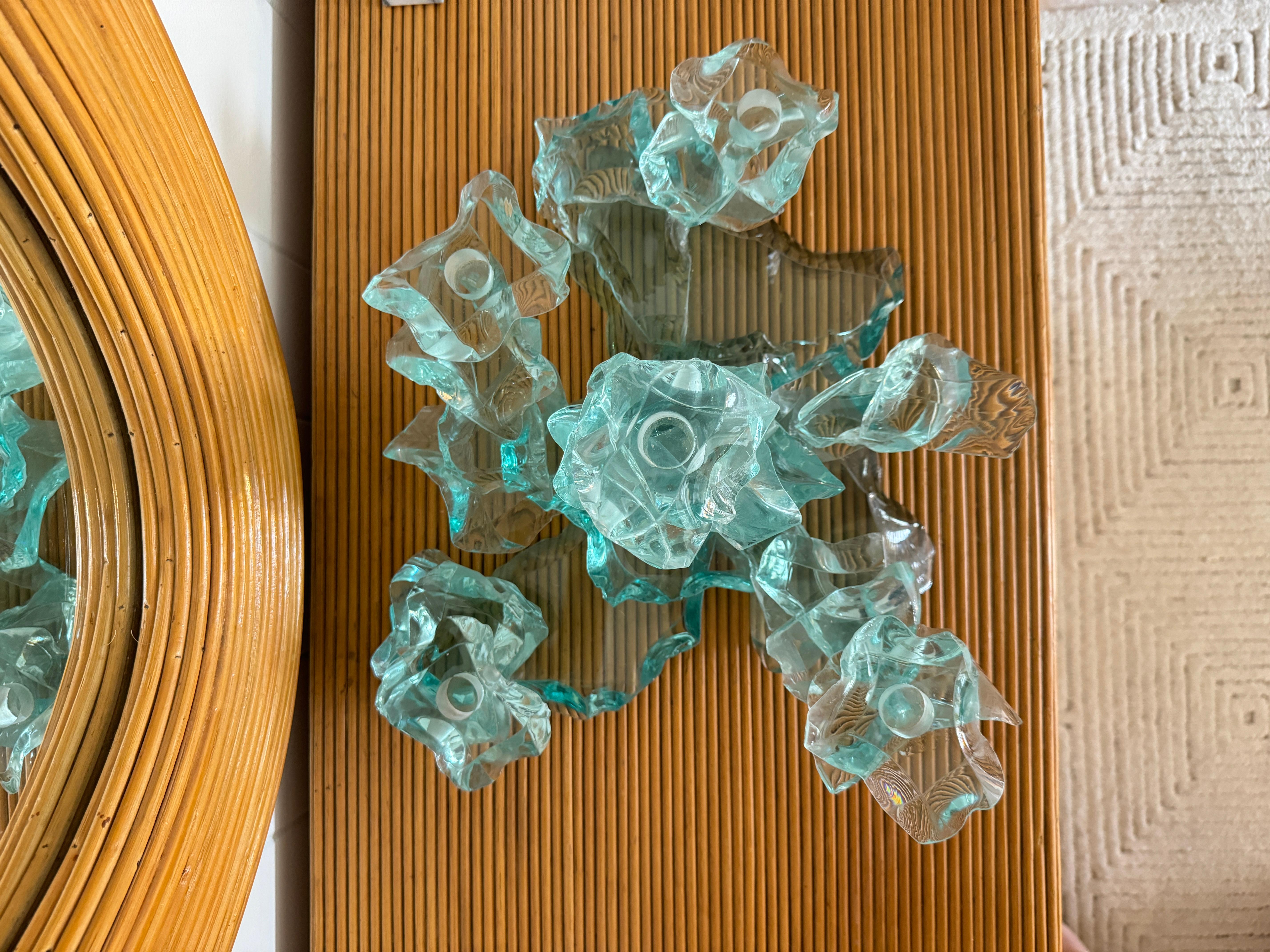 An original Bill Meek Studios stacked glass candelabra art sculpture. Faux ice! For Sale 12