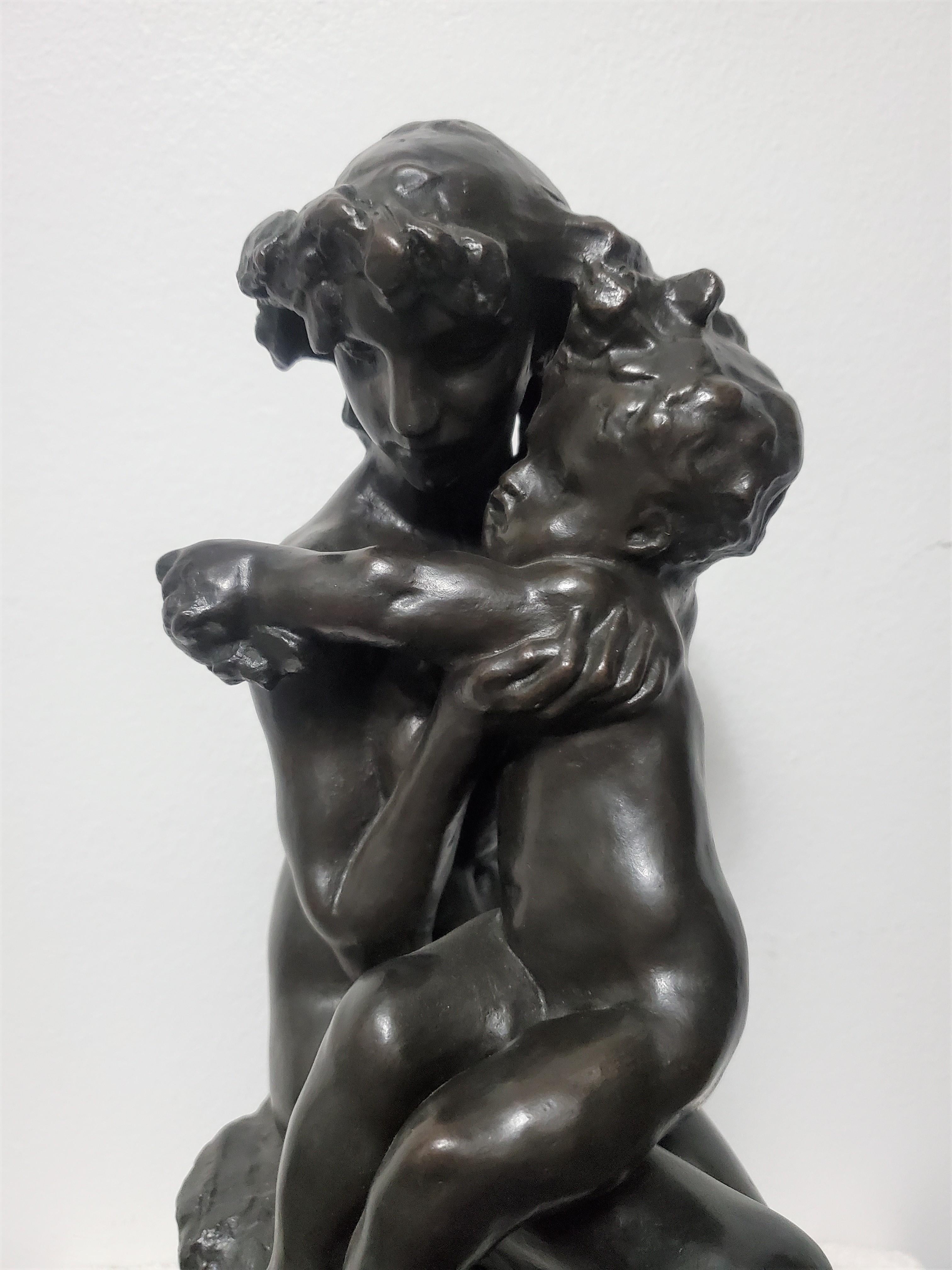 Romantique Une sculpture originale en bronze de Frère et Soeur Brother & sister par Auguste Rodin en vente