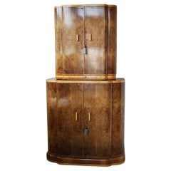 Antique An Original Burr Walnut and Satin Birch Art Deco Cocktail Cabinet