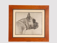 An original etching depicting the head of a boxer dog, USA 1930.