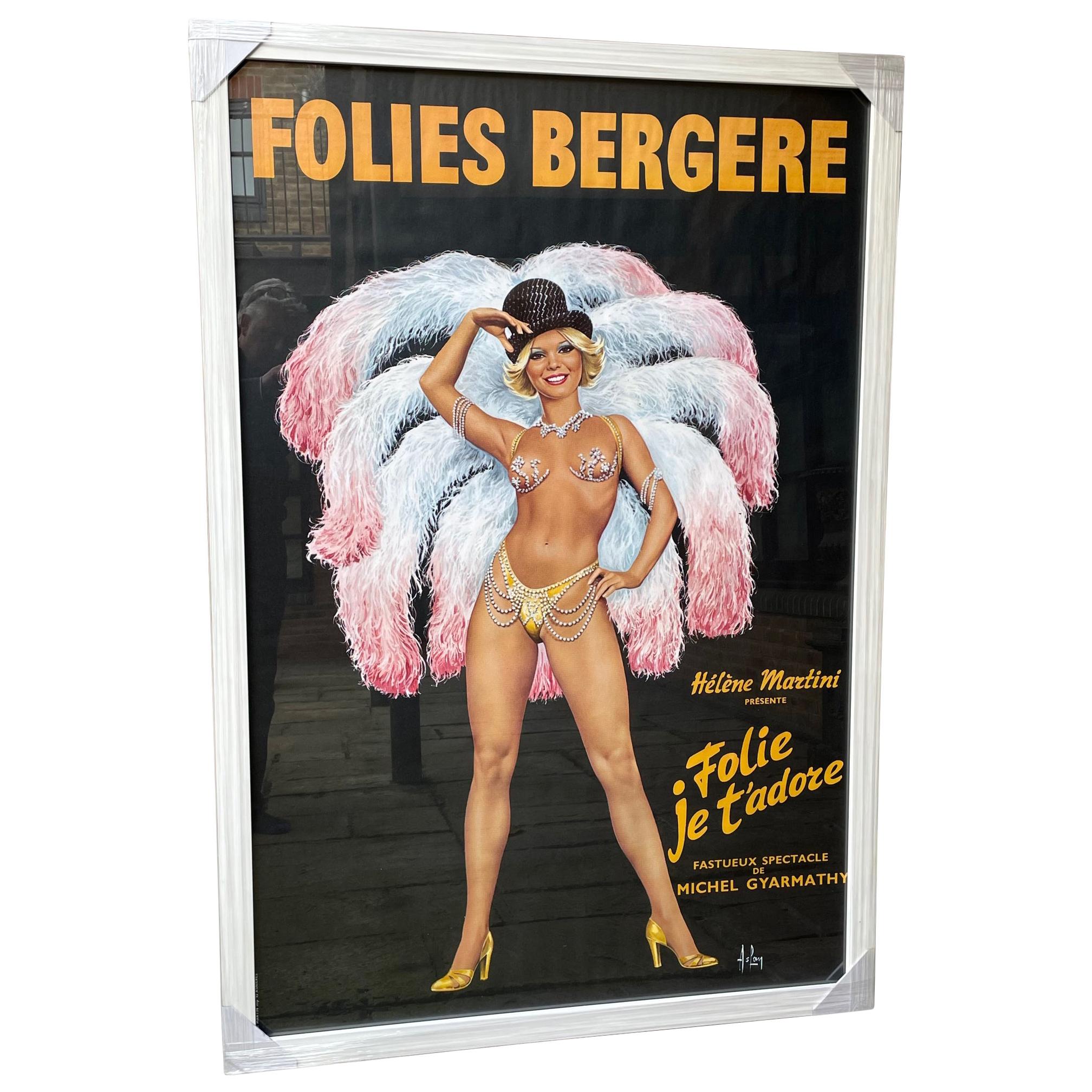 Affiche originale des Folies Bergères "Folie Je T'adore" Spectacle des années 1960 par Aslan
