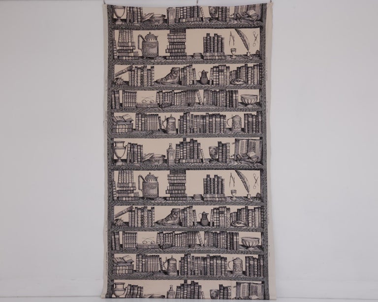 Mid-Century Modern Original Fornasetti Panel in the Libreira Pattern For Sale