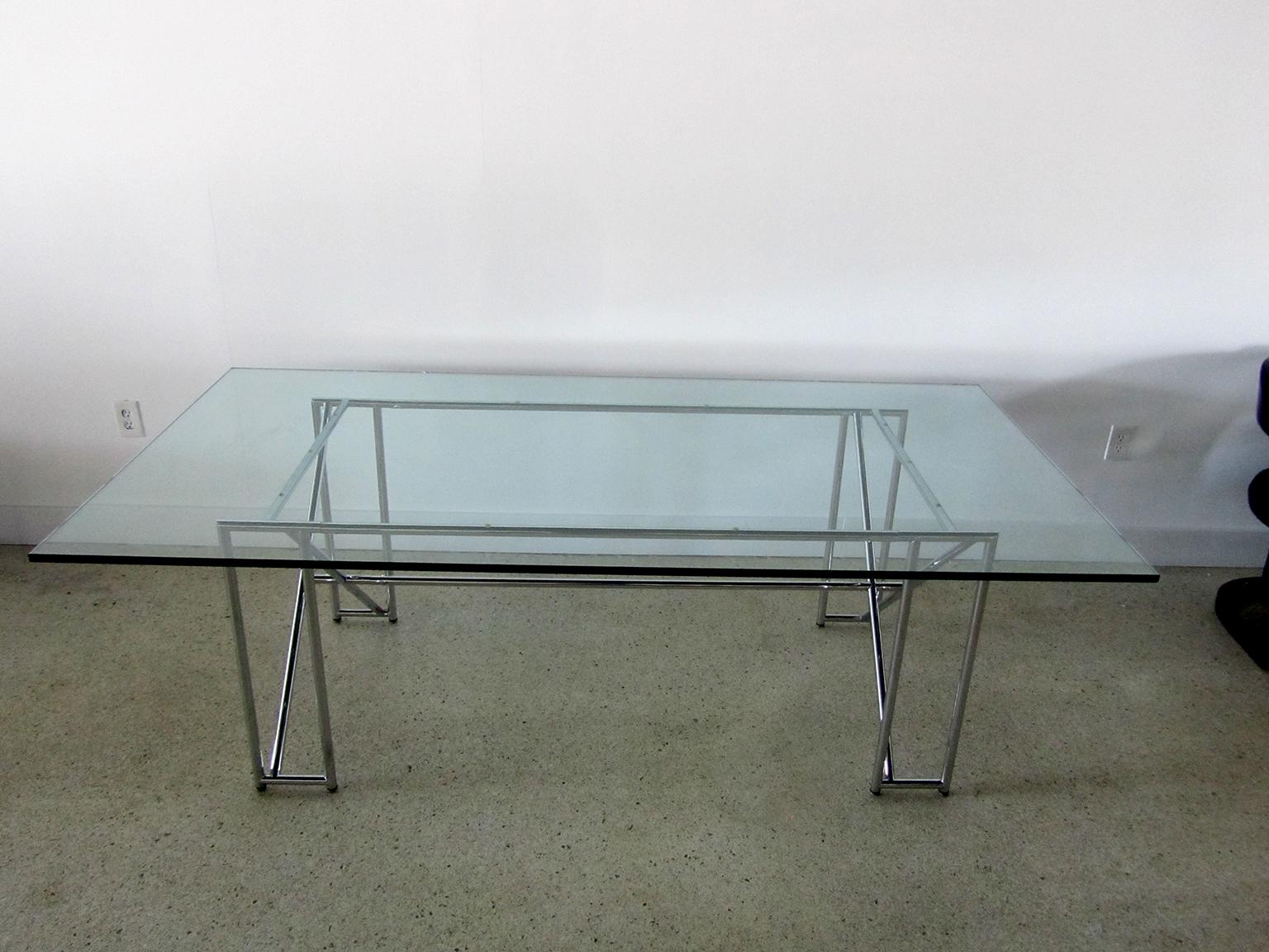 American modern chrome double X-table, these tables are reproduced but this is an original.
 
