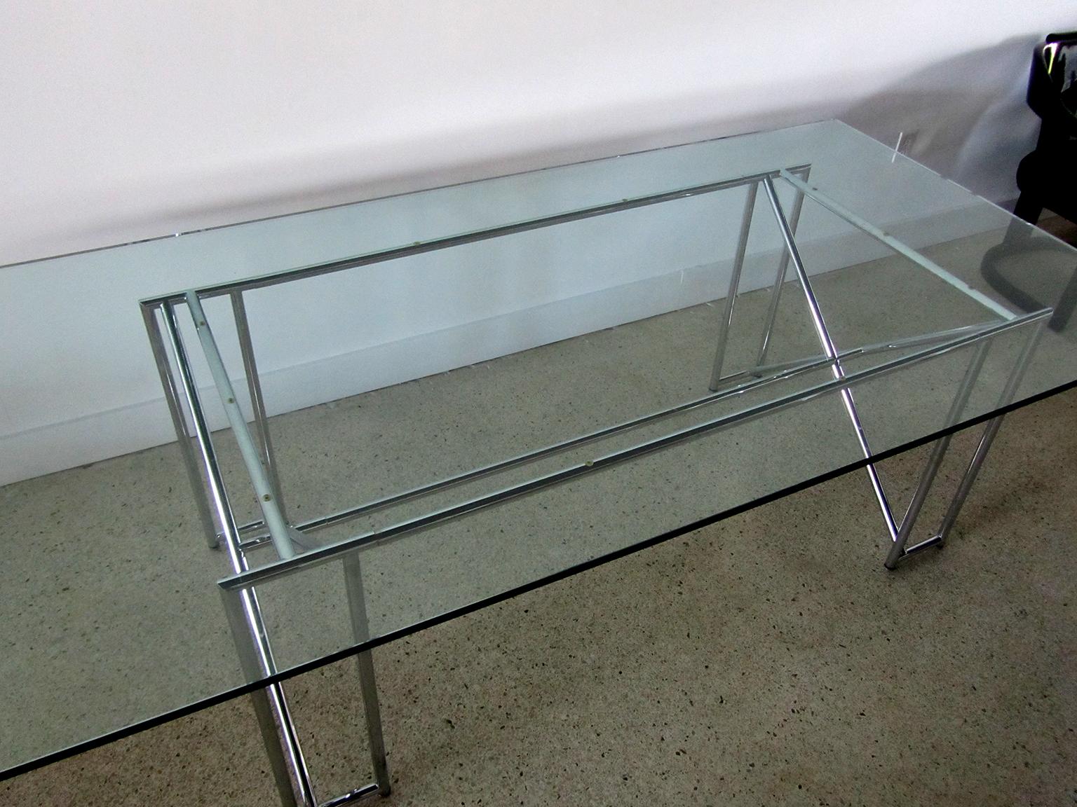 Original German Modern Chrome Double X Table, Eileen Gray In Good Condition For Sale In Hollywood, FL