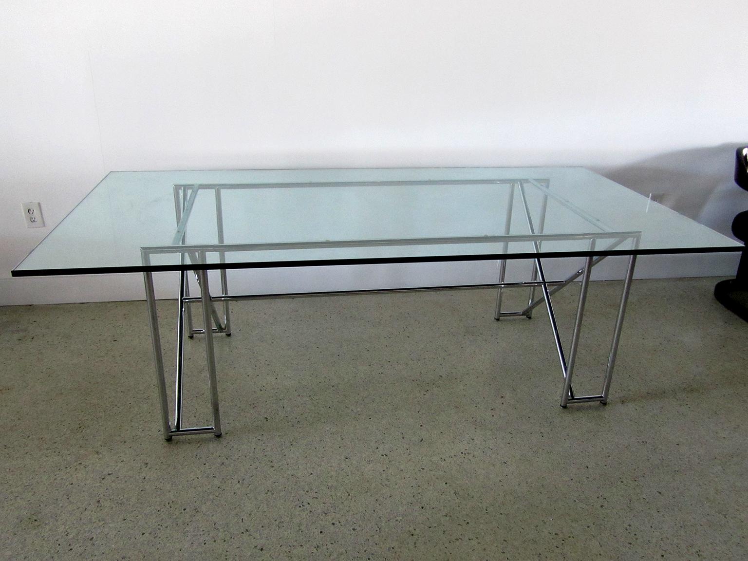 Original German Modern Chrome Double X Table, Eileen Gray For Sale 1