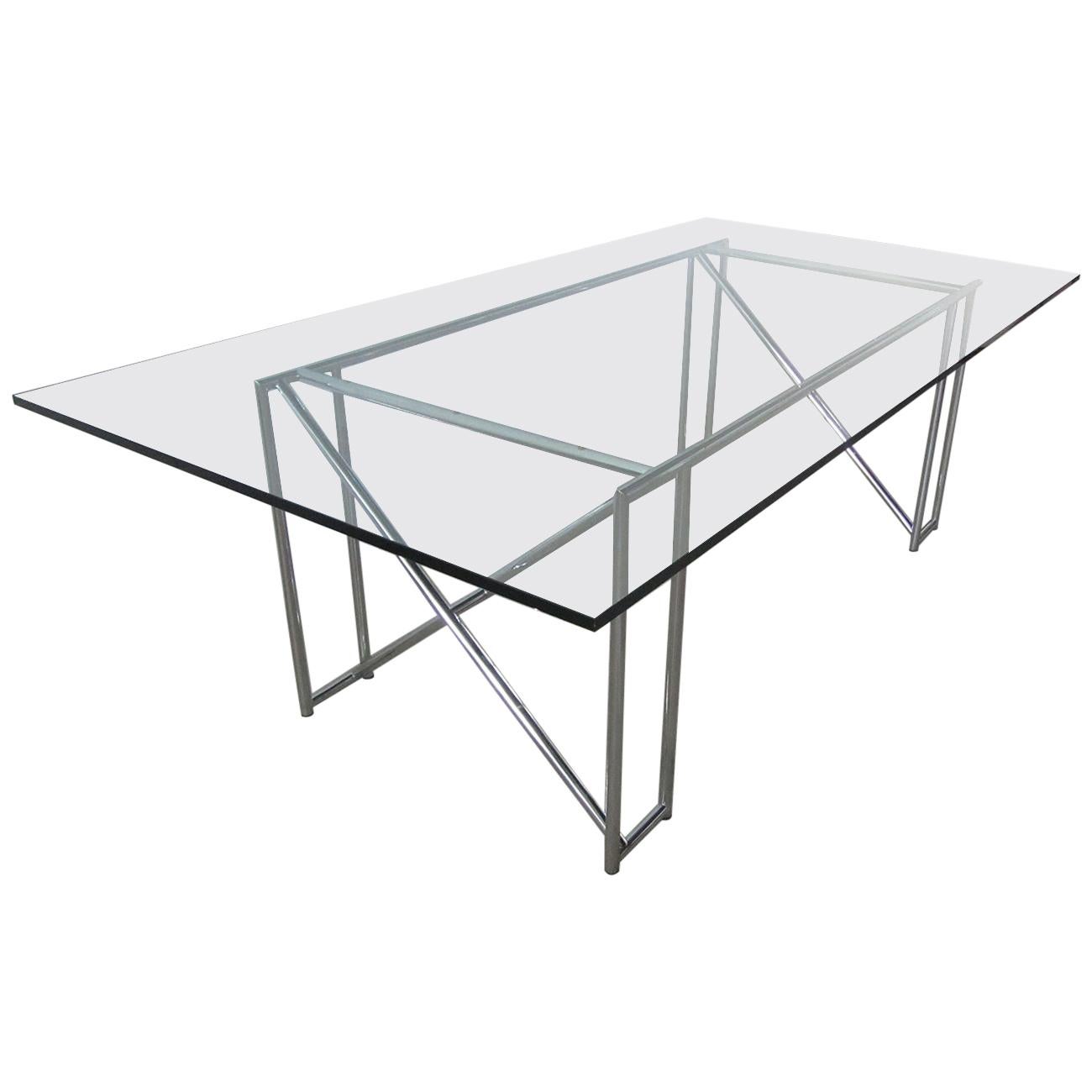 Original German Modern Chrome Double X Table, Eileen Gray For Sale